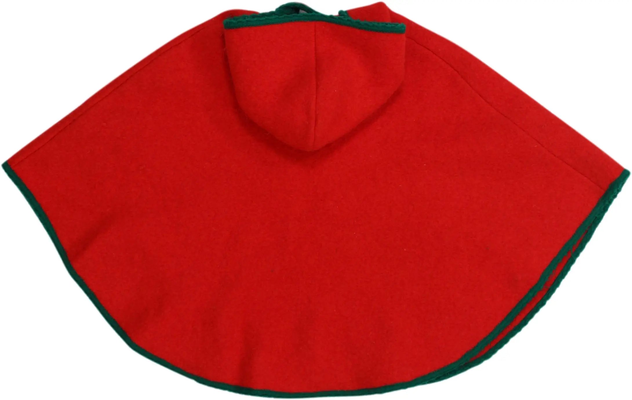Handmade - Red Hooded Poncho- ThriftTale.com - Vintage and second handclothing