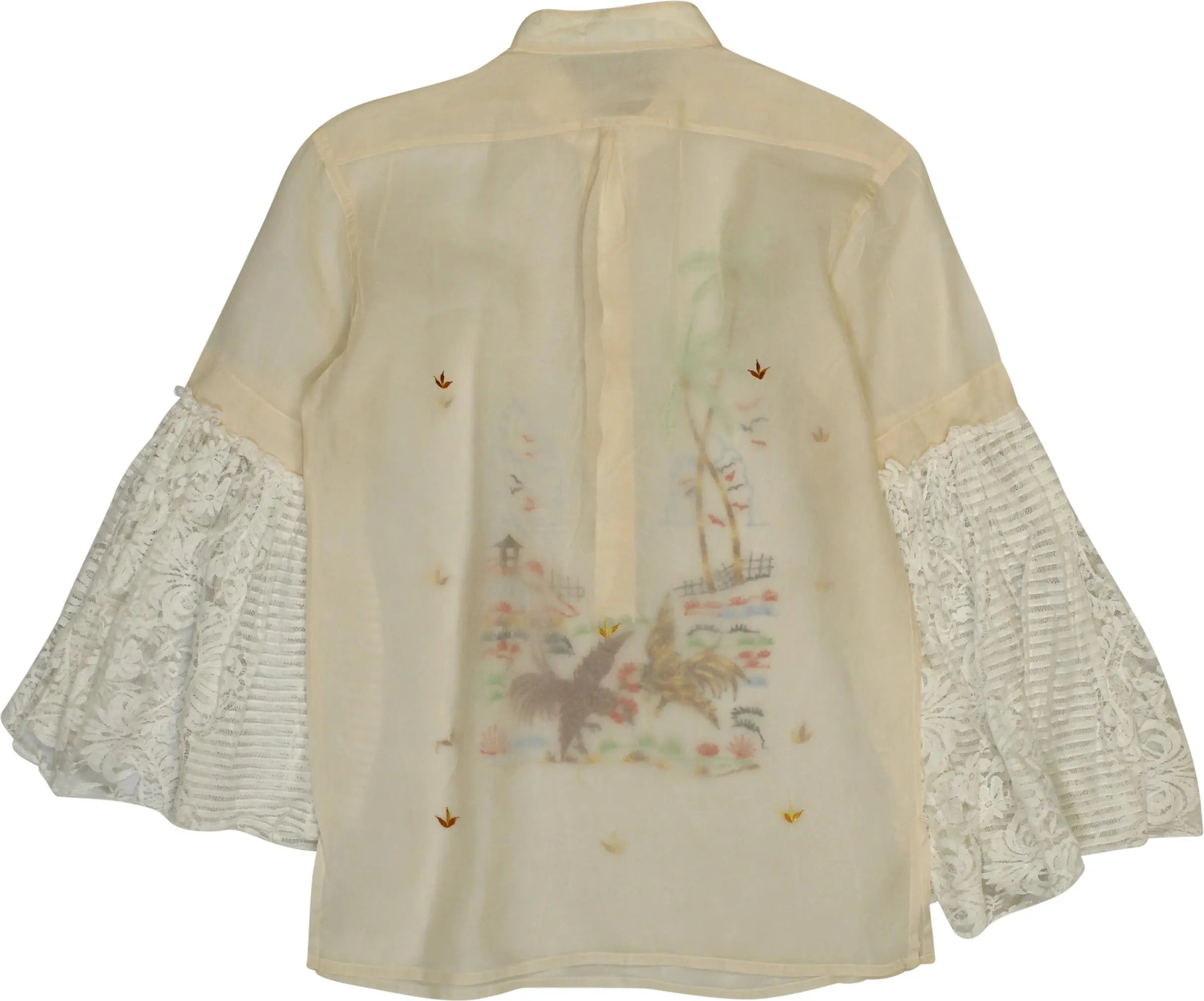 Handmade - Seethrough Top with Embroided Details- ThriftTale.com - Vintage and second handclothing