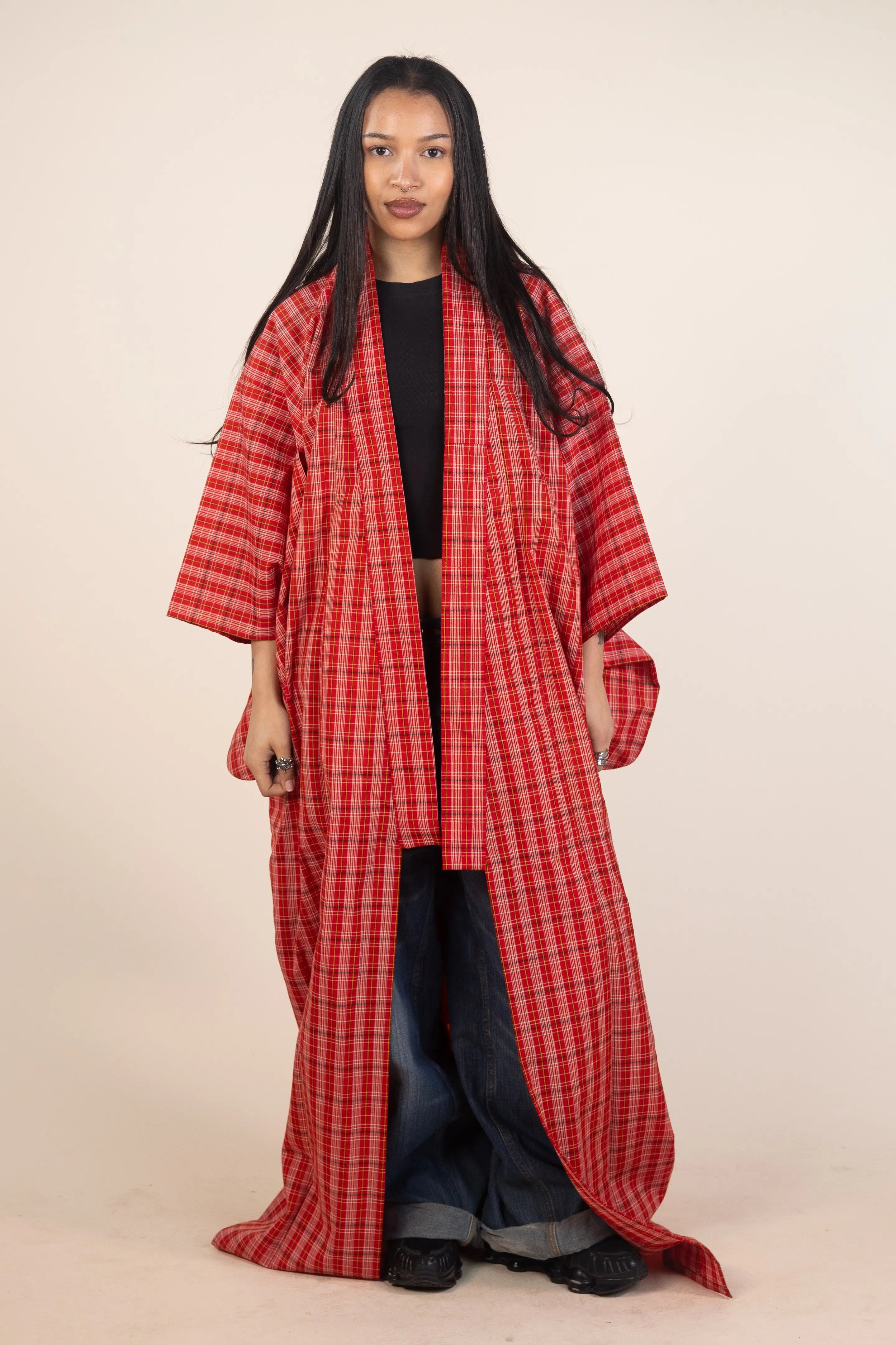 Handmade - Vintage Tartan Kimono- ThriftTale.com - Vintage and second handclothing