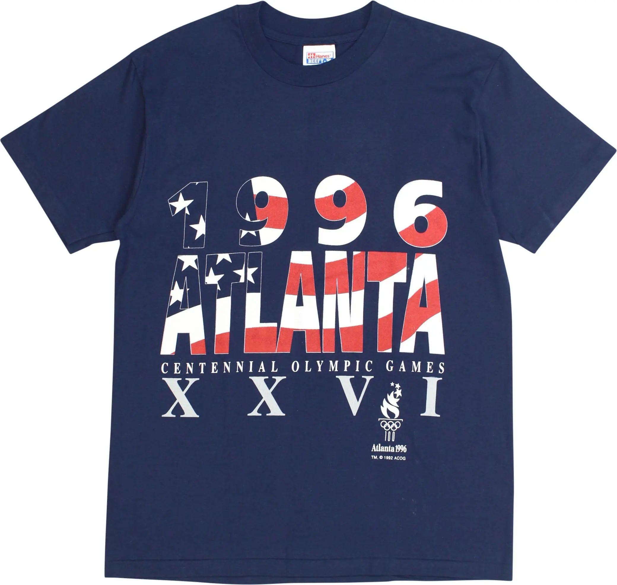 Hanes - 1996 Atlanta Centennial Olympic Games T-shirt- ThriftTale.com - Vintage and second handclothing