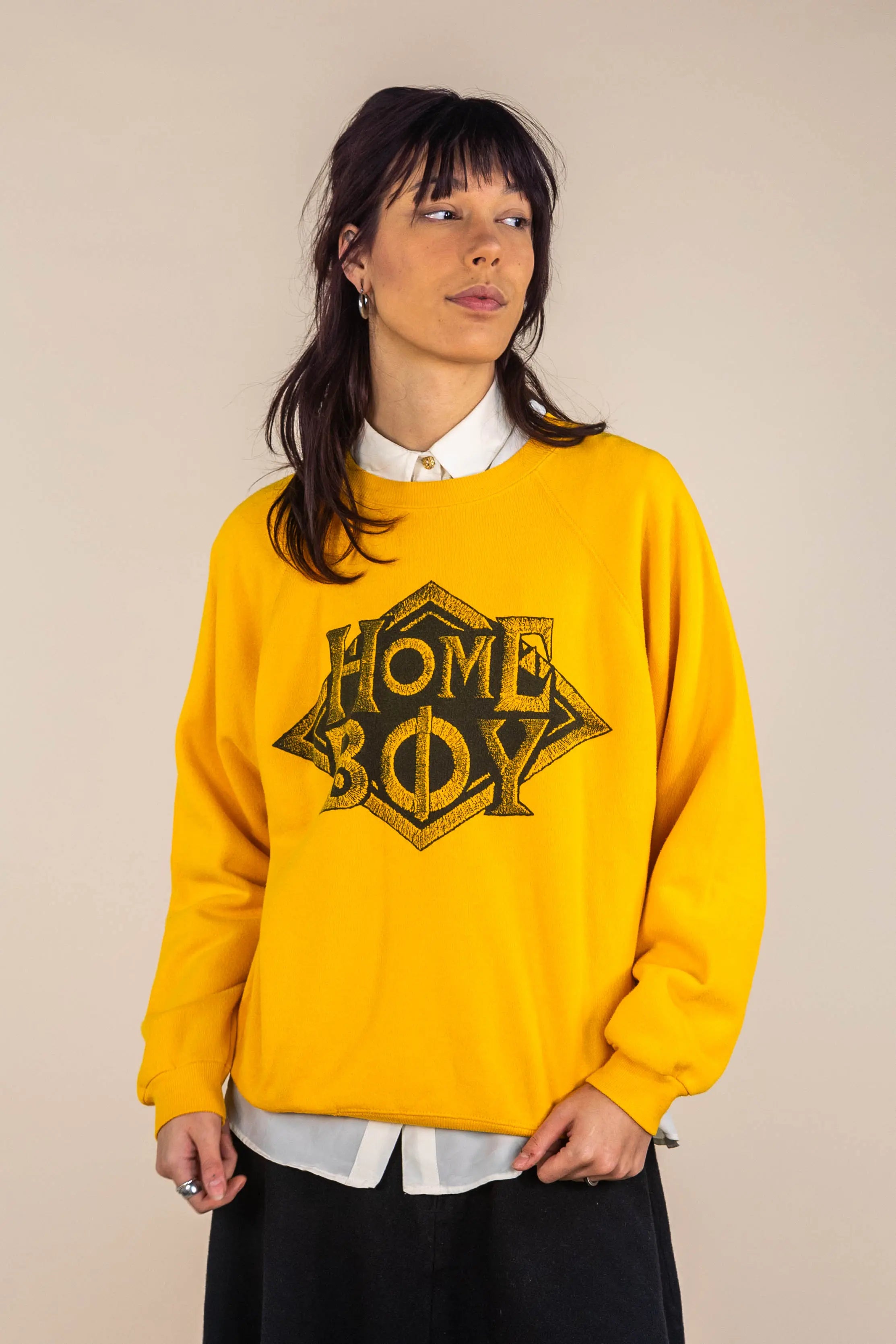 Hanes - Vintage 90s Yellow Crew Neck Sweater- ThriftTale.com - Vintage and second handclothing