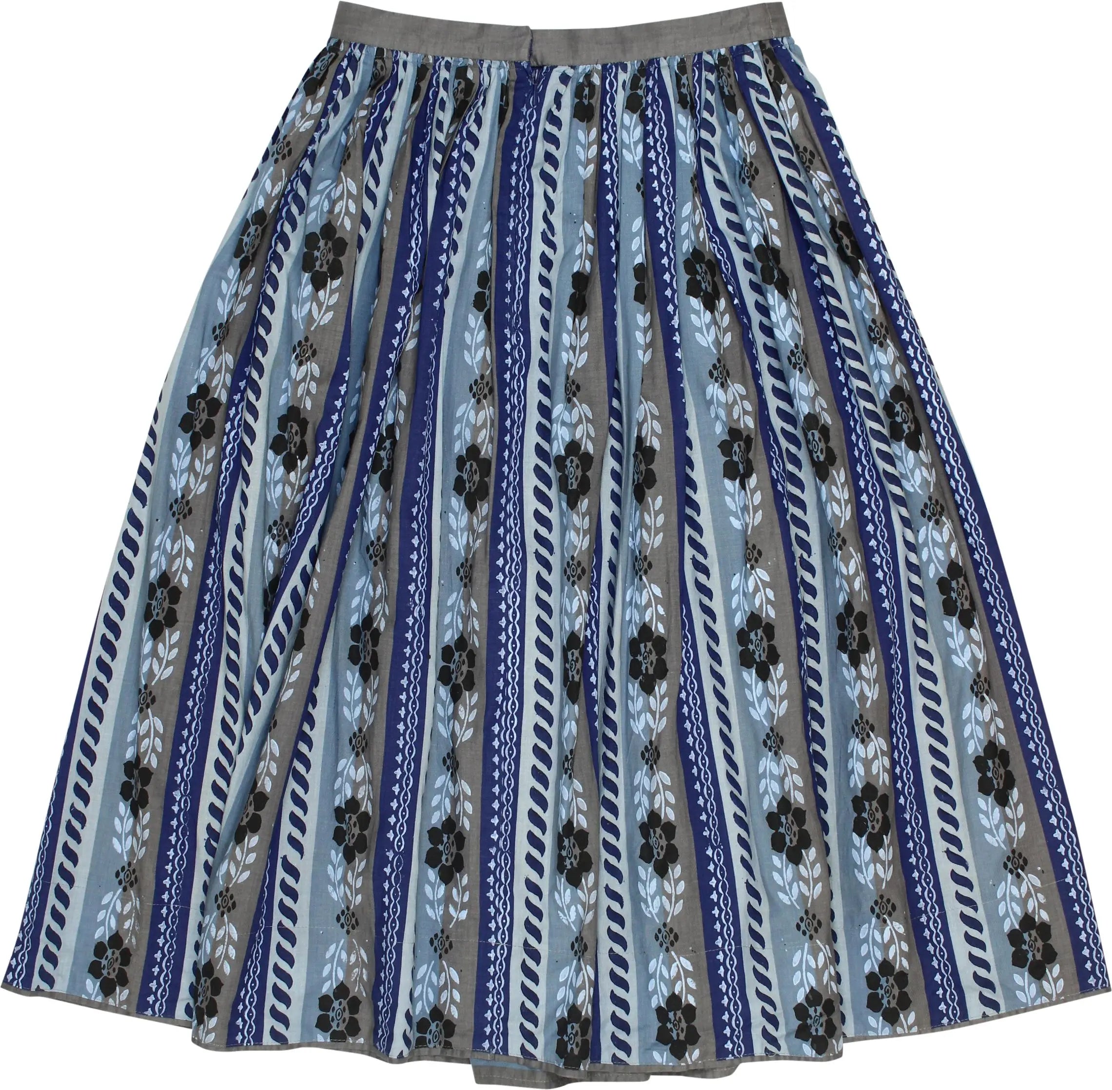 Hansi Trachten - 80s Blue Patterned Skirt- ThriftTale.com - Vintage and second handclothing