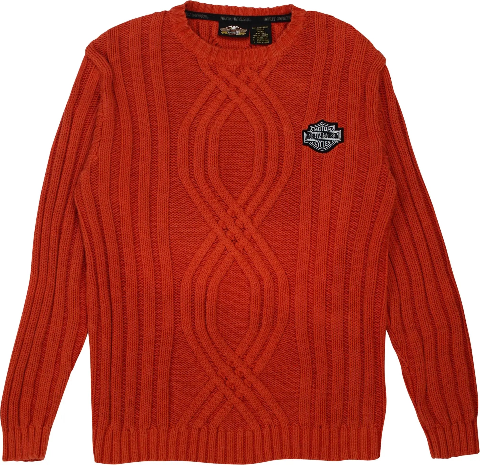 Harley Davidson - Orange Knitted Sweater by Harley Davidson- ThriftTale.com - Vintage and second handclothing