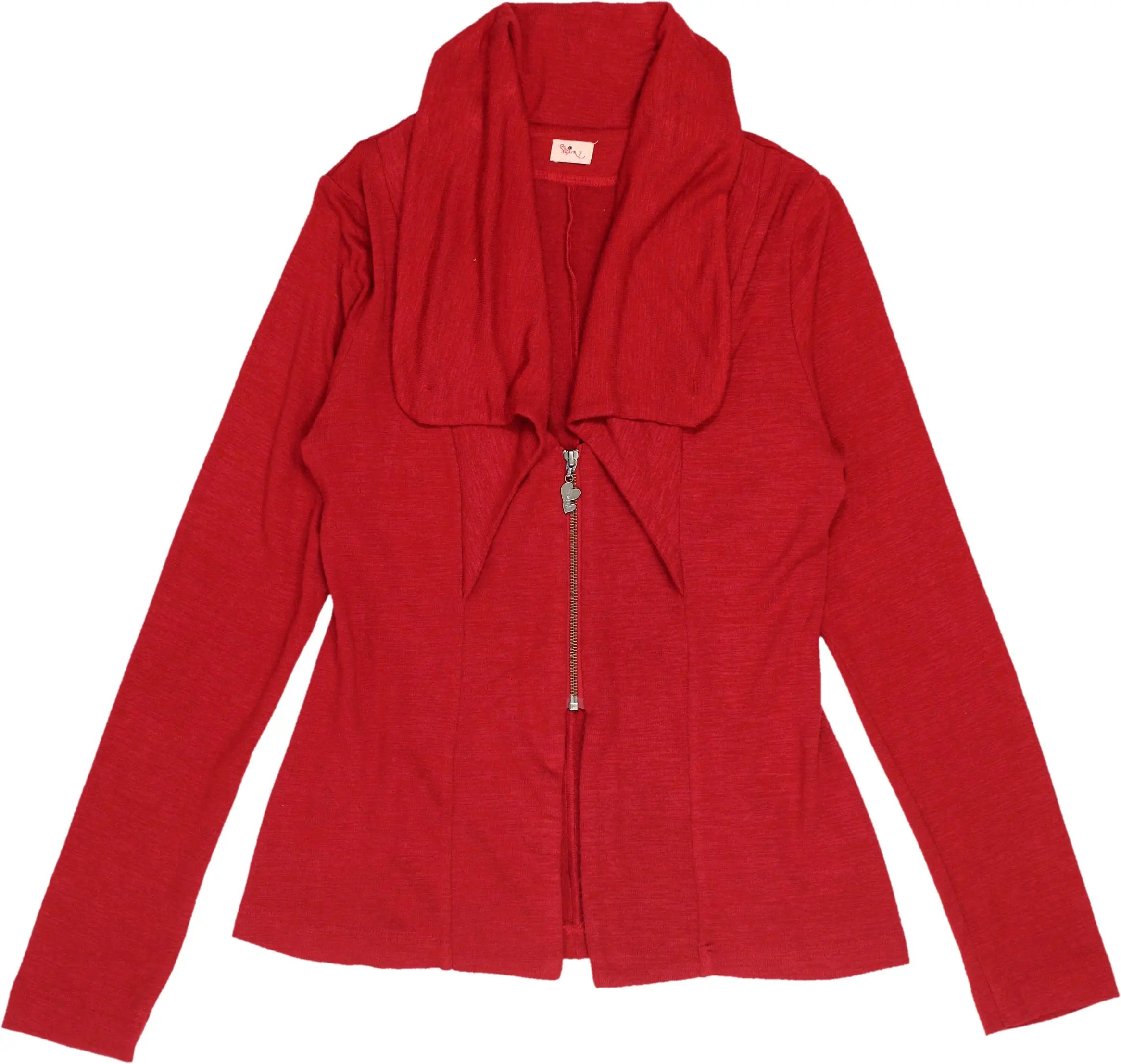 Heart - Red Zip-up Cardigan- ThriftTale.com - Vintage and second handclothing