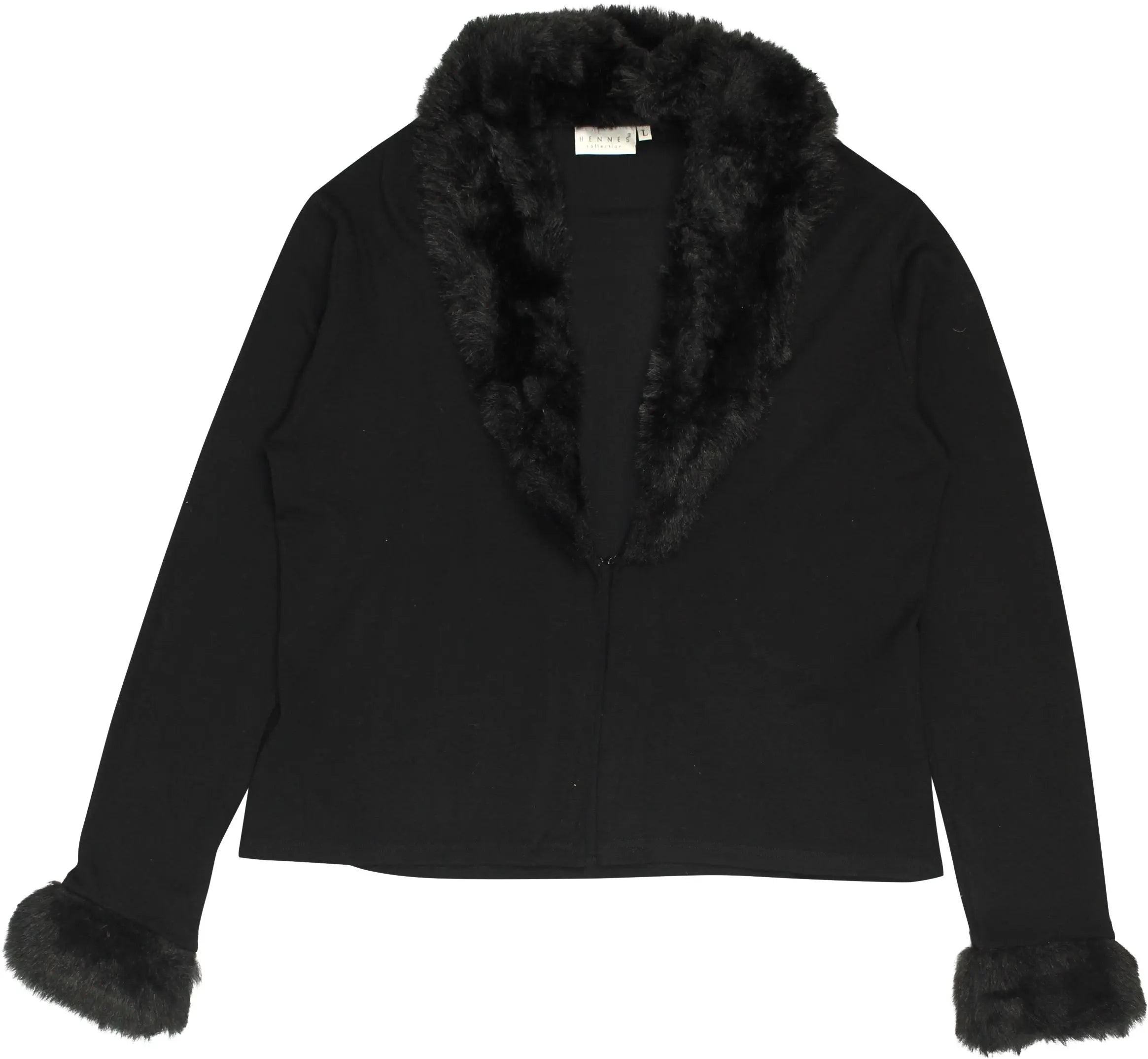 Hennes for H&M - Cardigan with Faux Fur Collar and Cuffs- ThriftTale.com - Vintage and second handclothing