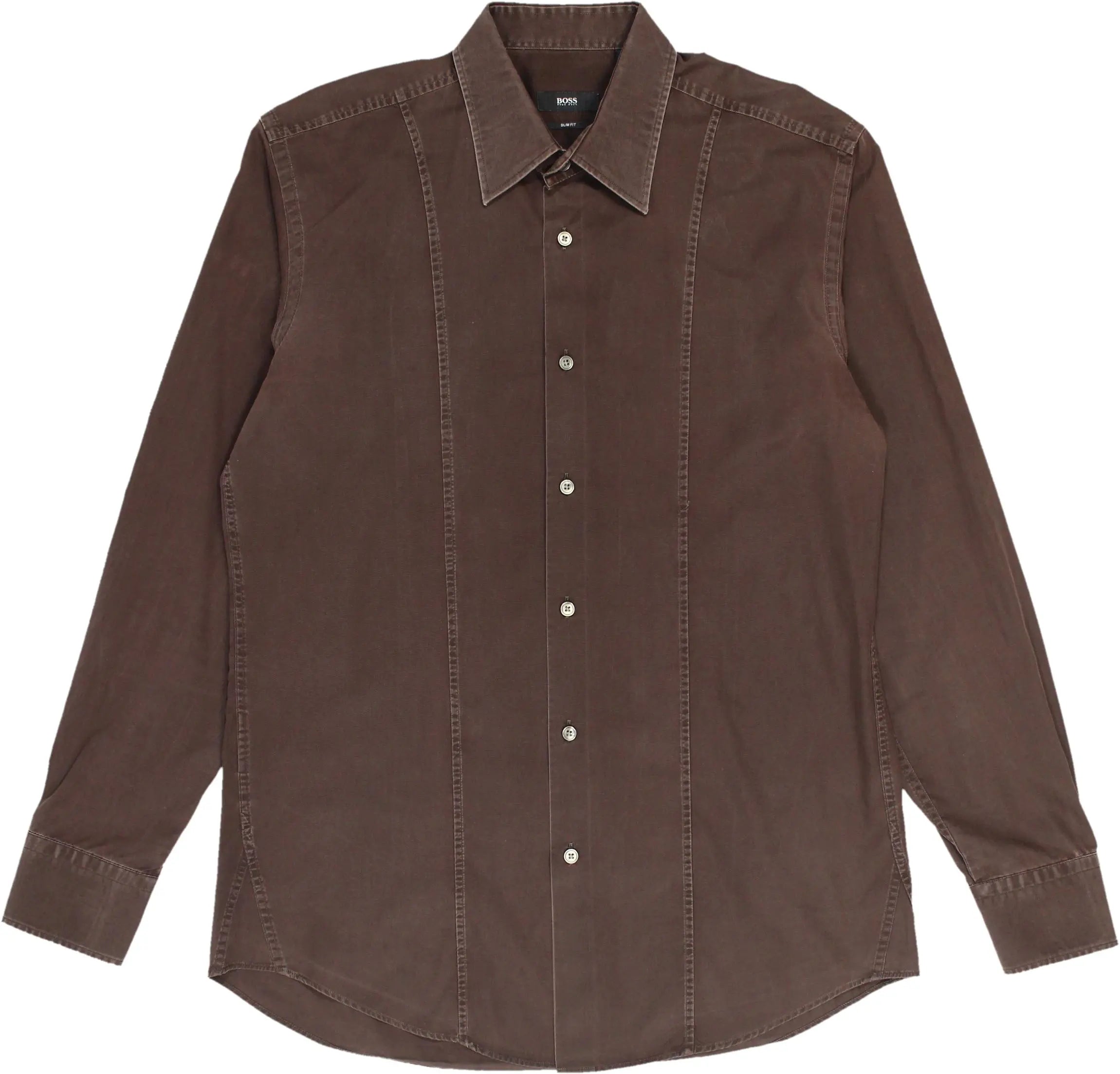 Hugo Boss - Brown Slim Fit Shirt by Hugo Boss- ThriftTale.com - Vintage and second handclothing