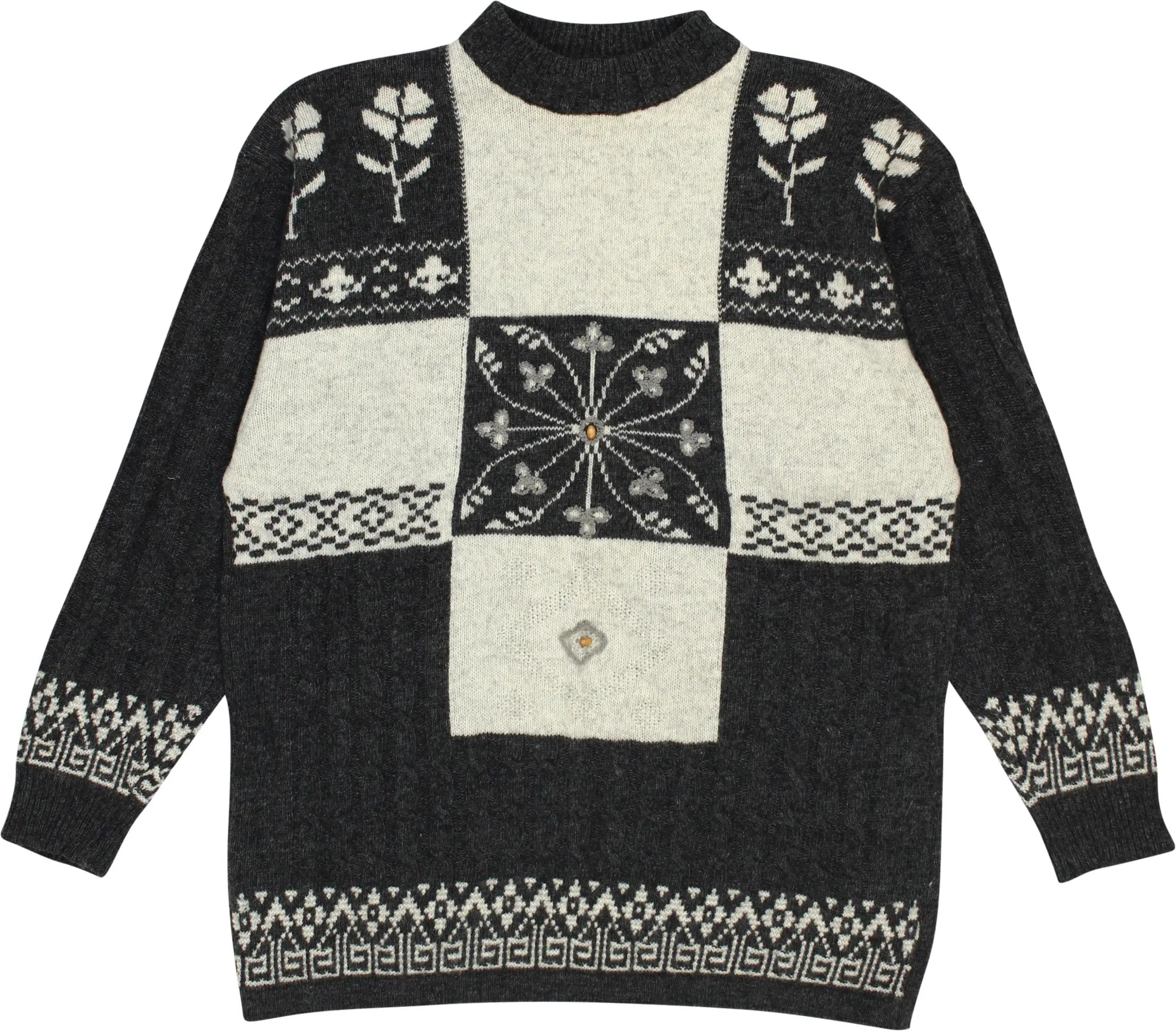 Ideally Yours by Manuele - Wool Blend Patterned Jumper- ThriftTale.com - Vintage and second handclothing