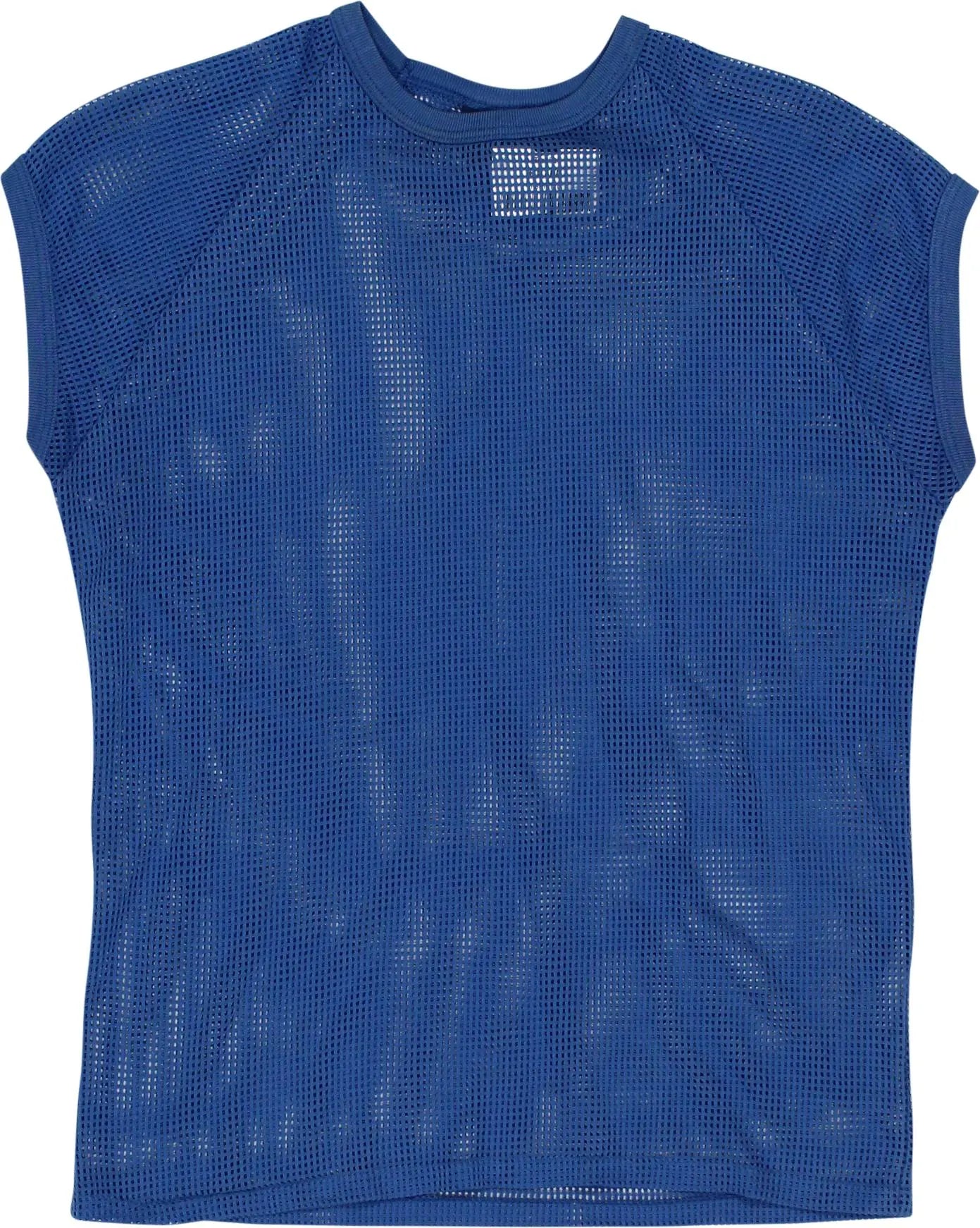 Indy Knit - Blue Fishnet Top with Raglan Sleeve- ThriftTale.com - Vintage and second handclothing