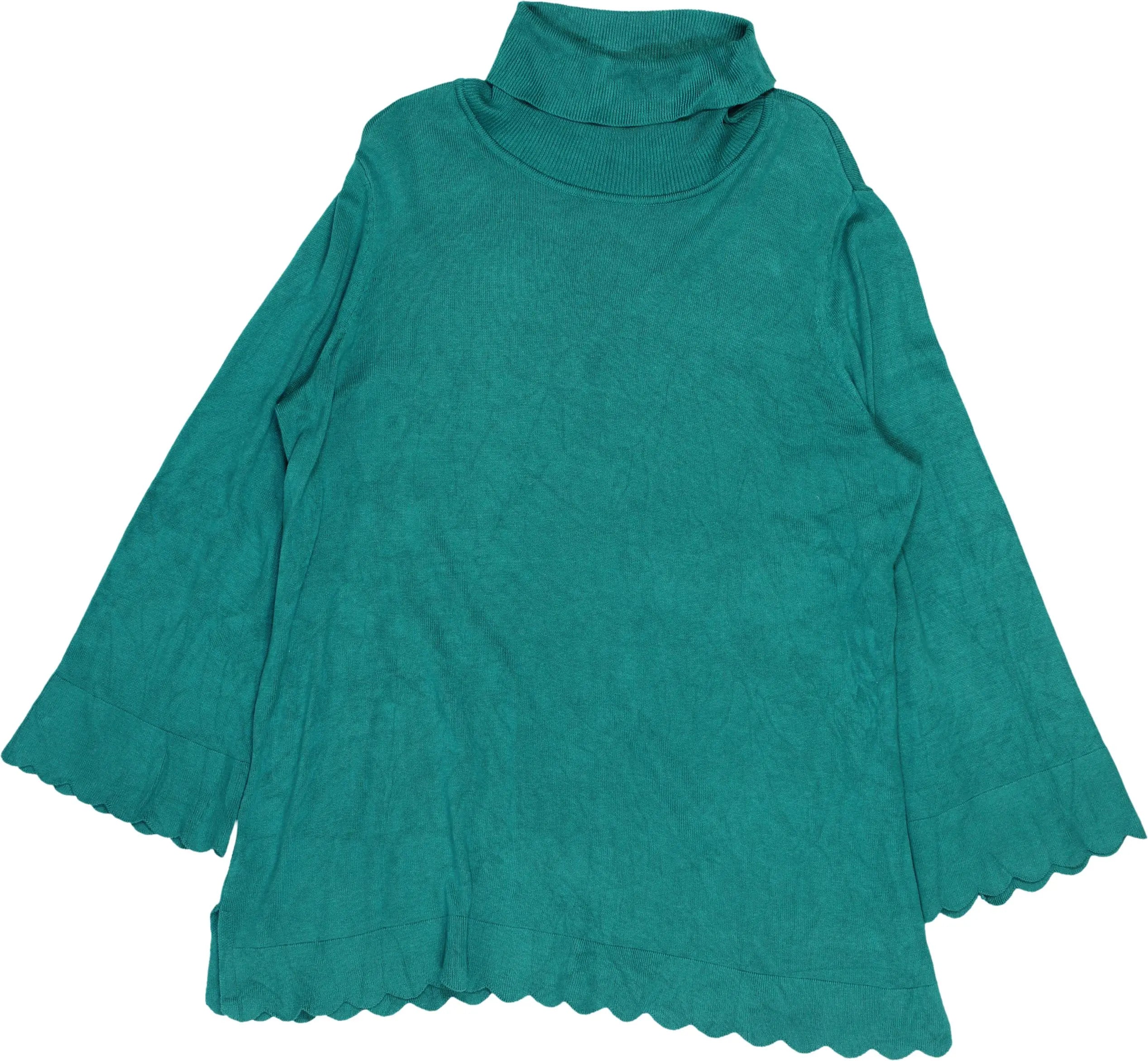Isaac Mizrahi - Teal green turtleneck- ThriftTale.com - Vintage and second handclothing