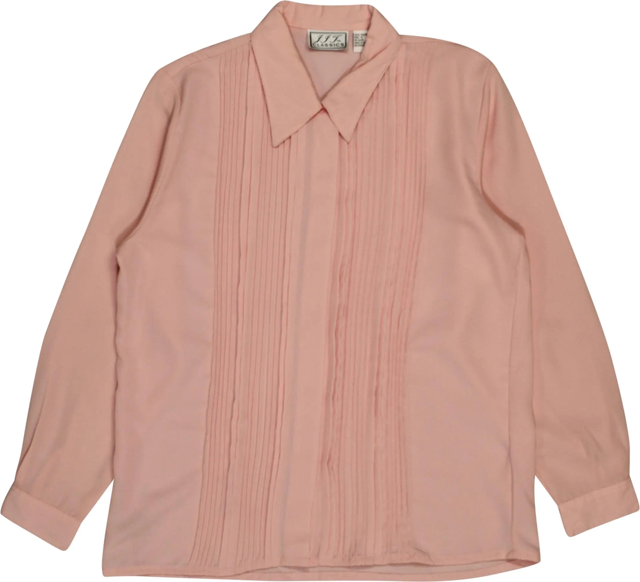 JJT Classica - 80s Pink Pleated Blouse- ThriftTale.com - Vintage and second handclothing