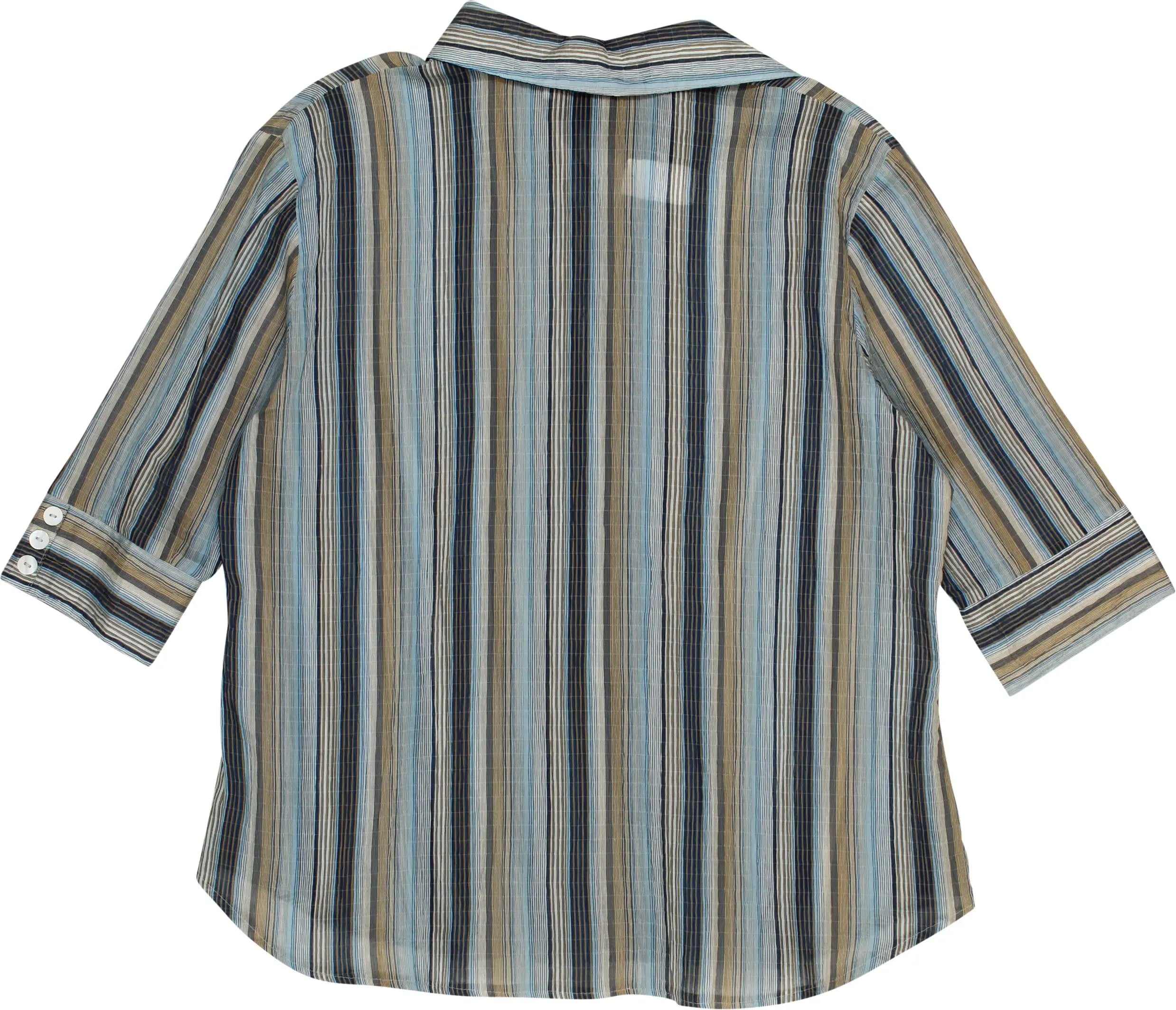 Jasmijn Collection - Striped Seersucker Blouse- ThriftTale.com - Vintage and second handclothing
