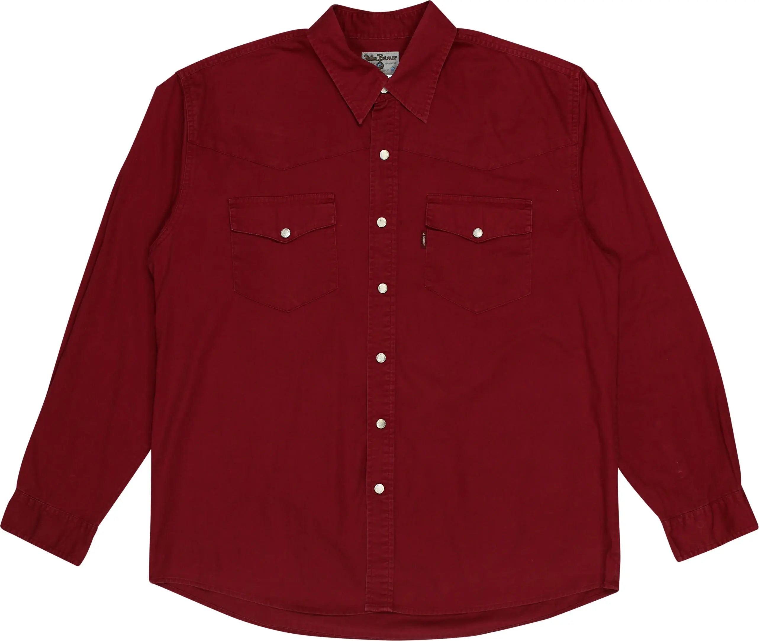 John Baner - Red Denim Shirt- ThriftTale.com - Vintage and second handclothing