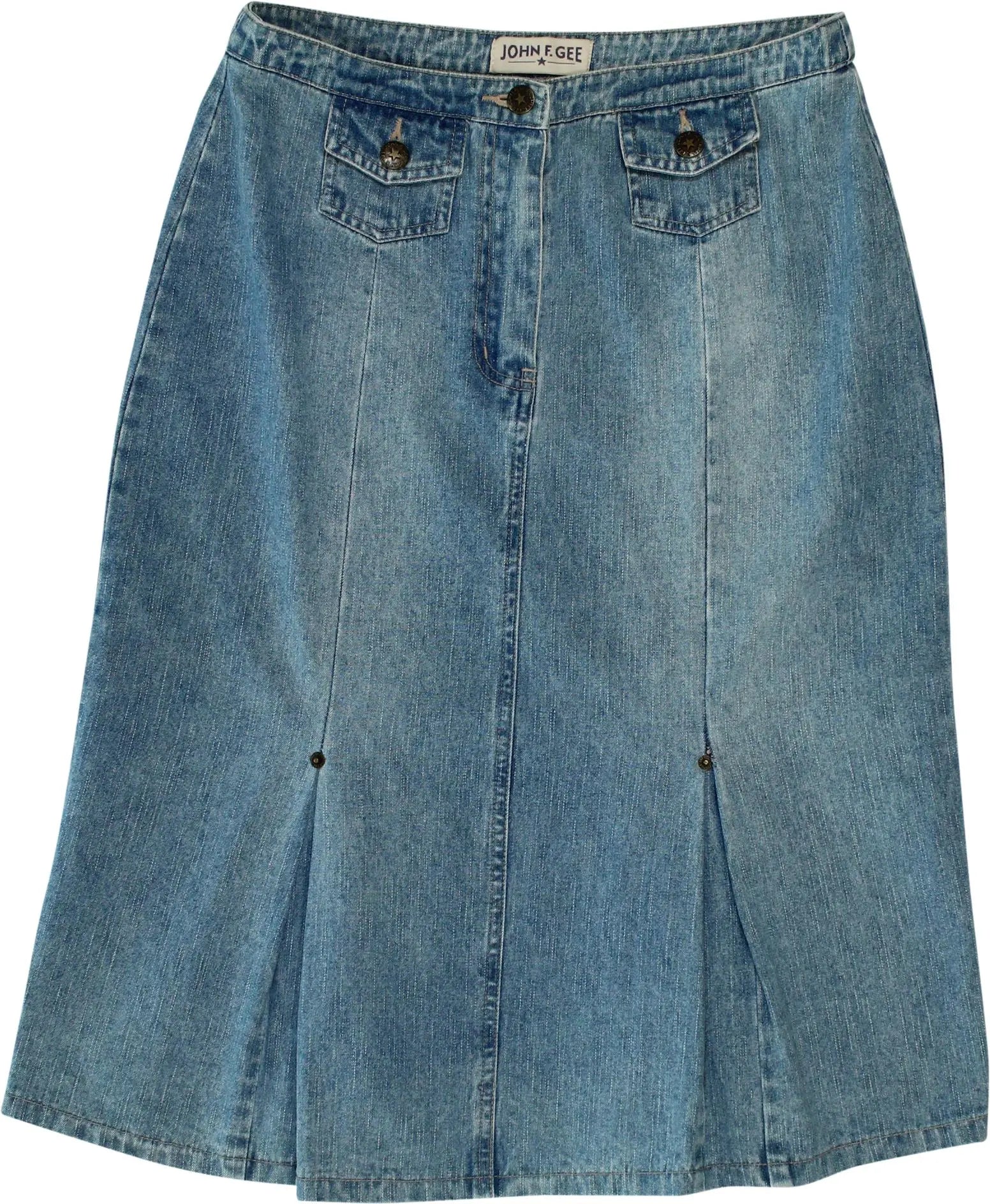 John F. Gee - 00s Denim Skirt- ThriftTale.com - Vintage and second handclothing