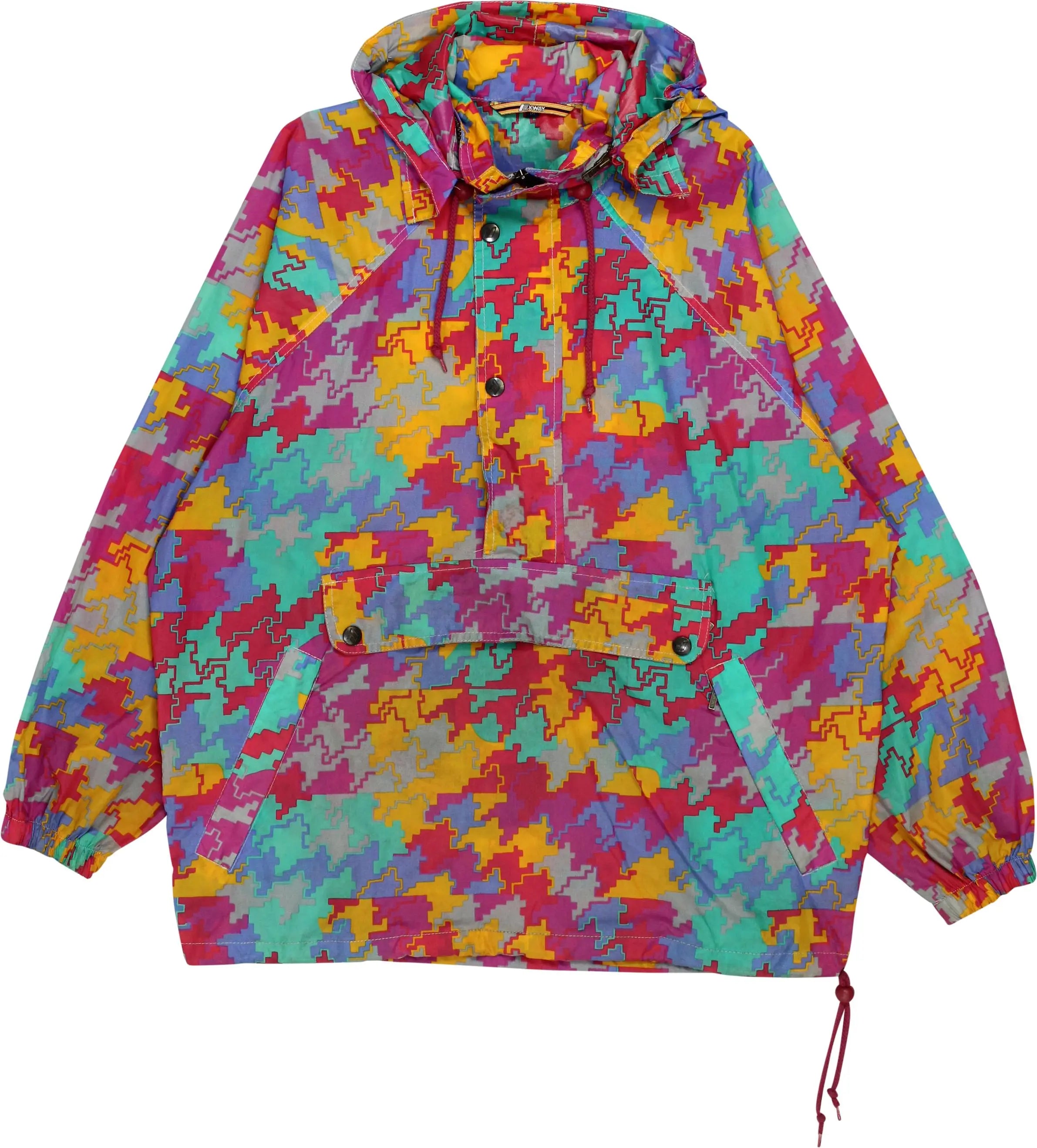K-Way - Colourful Anorak Rain Jacket- ThriftTale.com - Vintage and second handclothing
