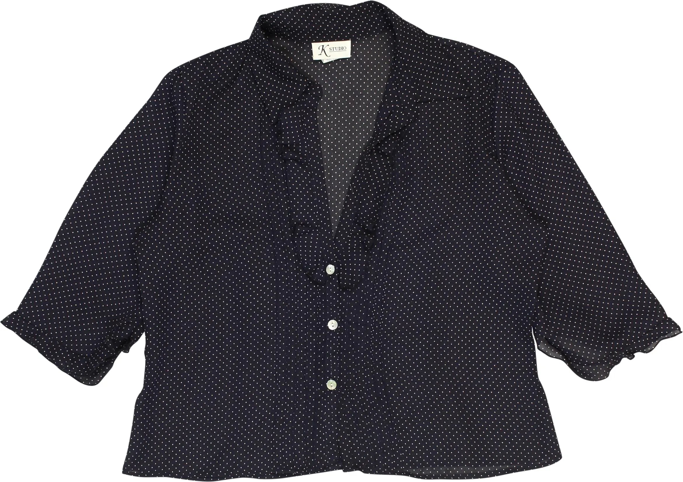 K studio - 90s Polka Dot Blouse- ThriftTale.com - Vintage and second handclothing