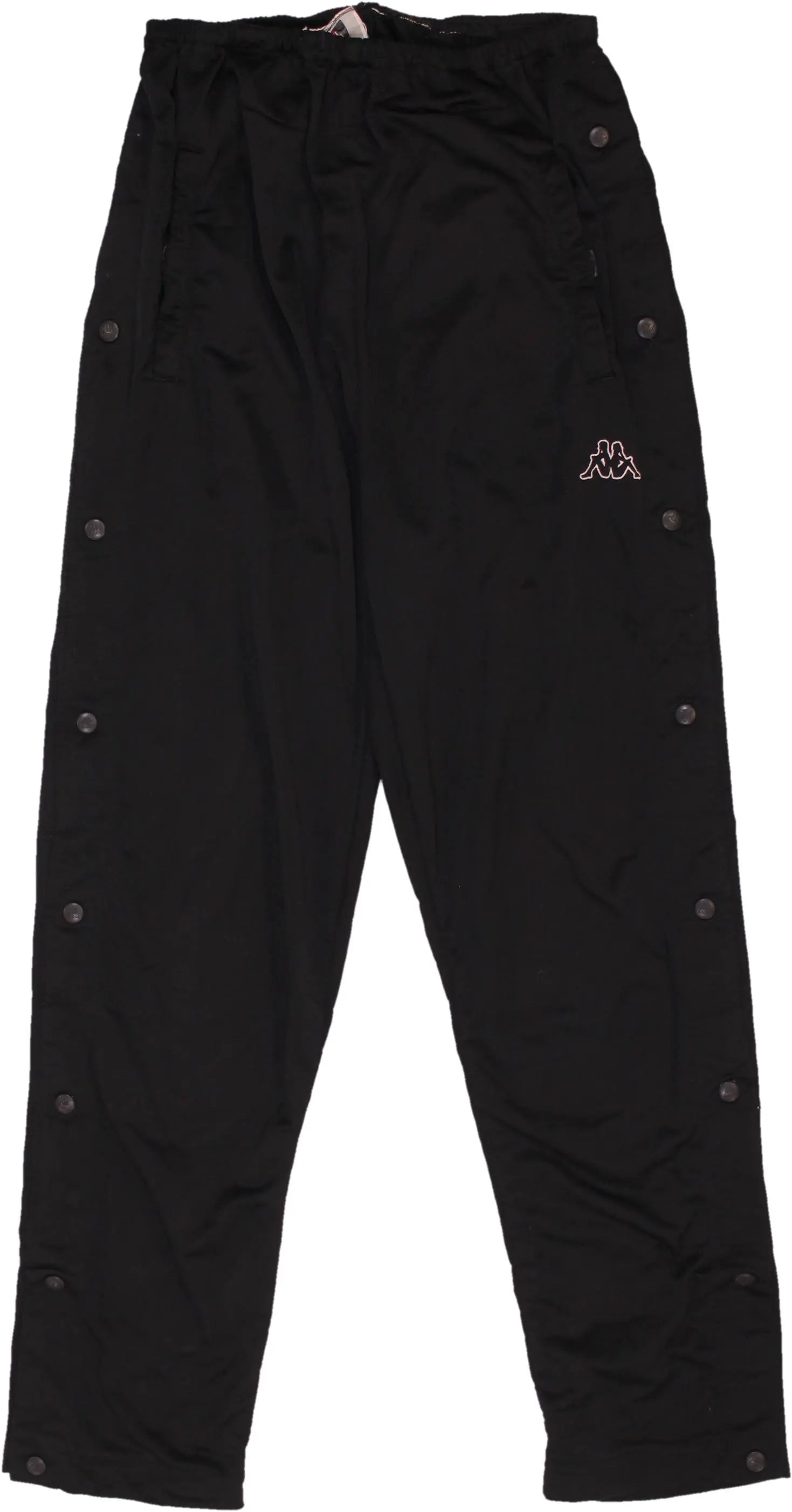 Kappa - Black Button Down Track Pants by Kappa- ThriftTale.com - Vintage and second handclothing