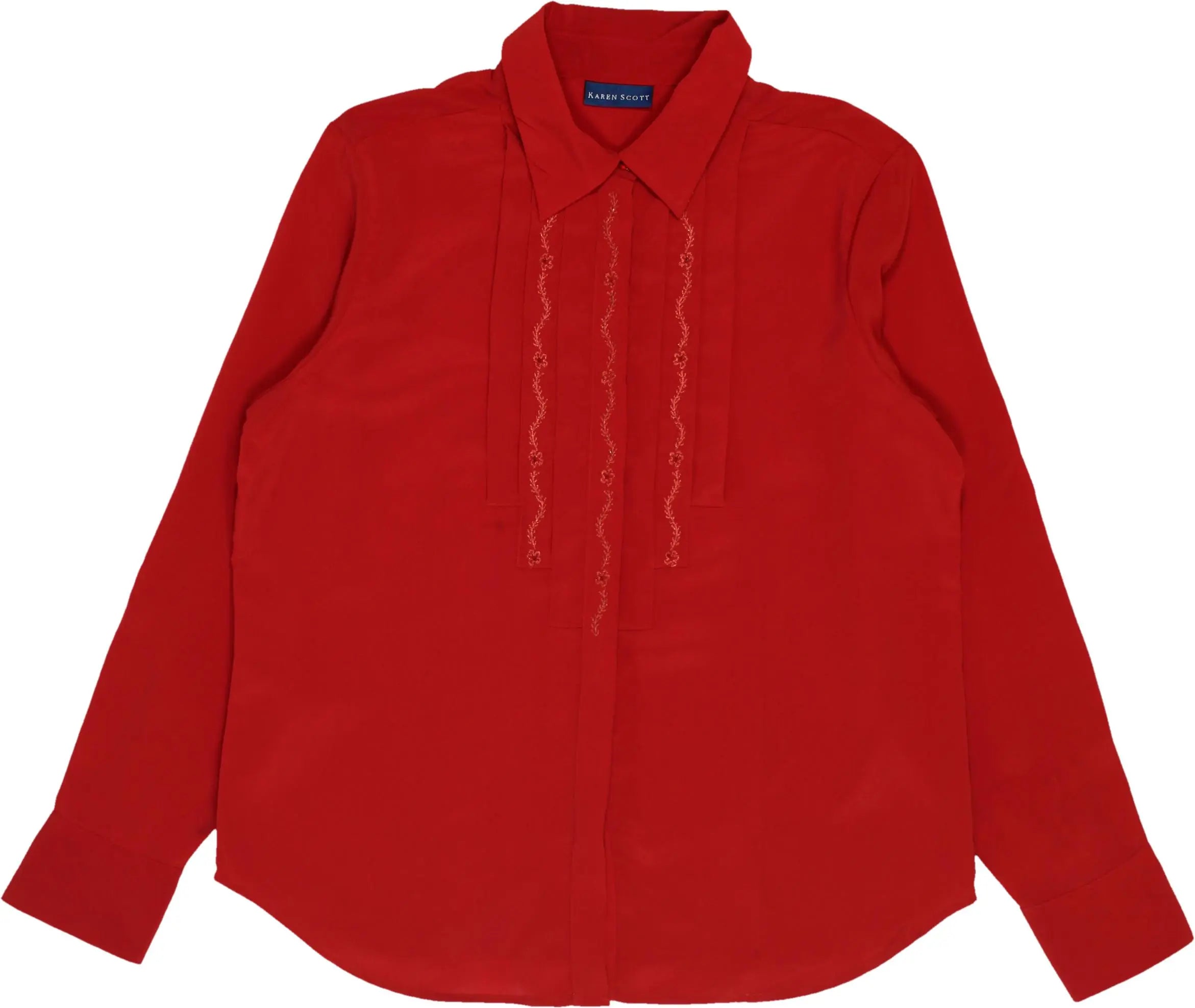 Karen Scott - Red Blouse- ThriftTale.com - Vintage and second handclothing