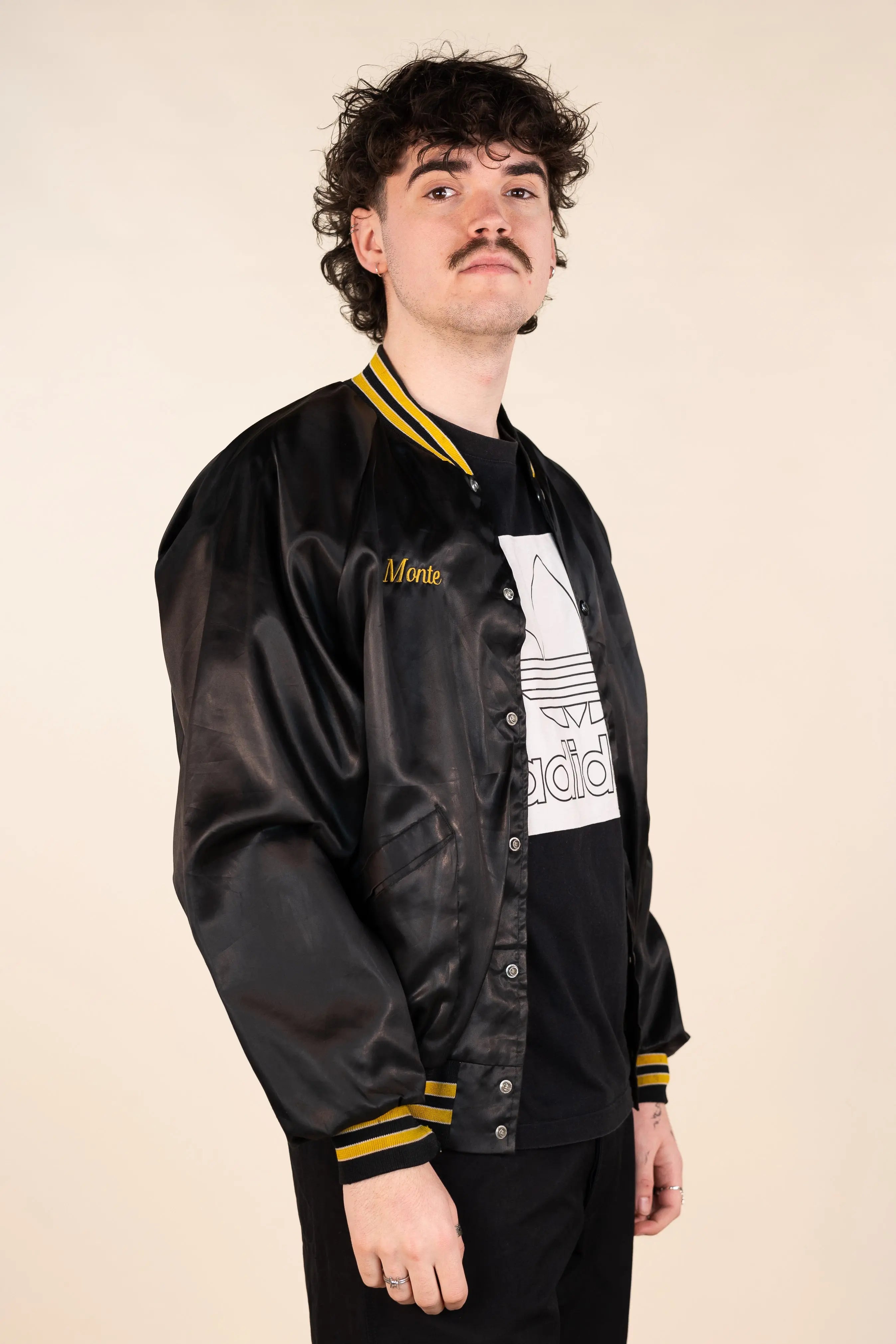 King Louie - Satin Varsity Jacket- ThriftTale.com - Vintage and second handclothing
