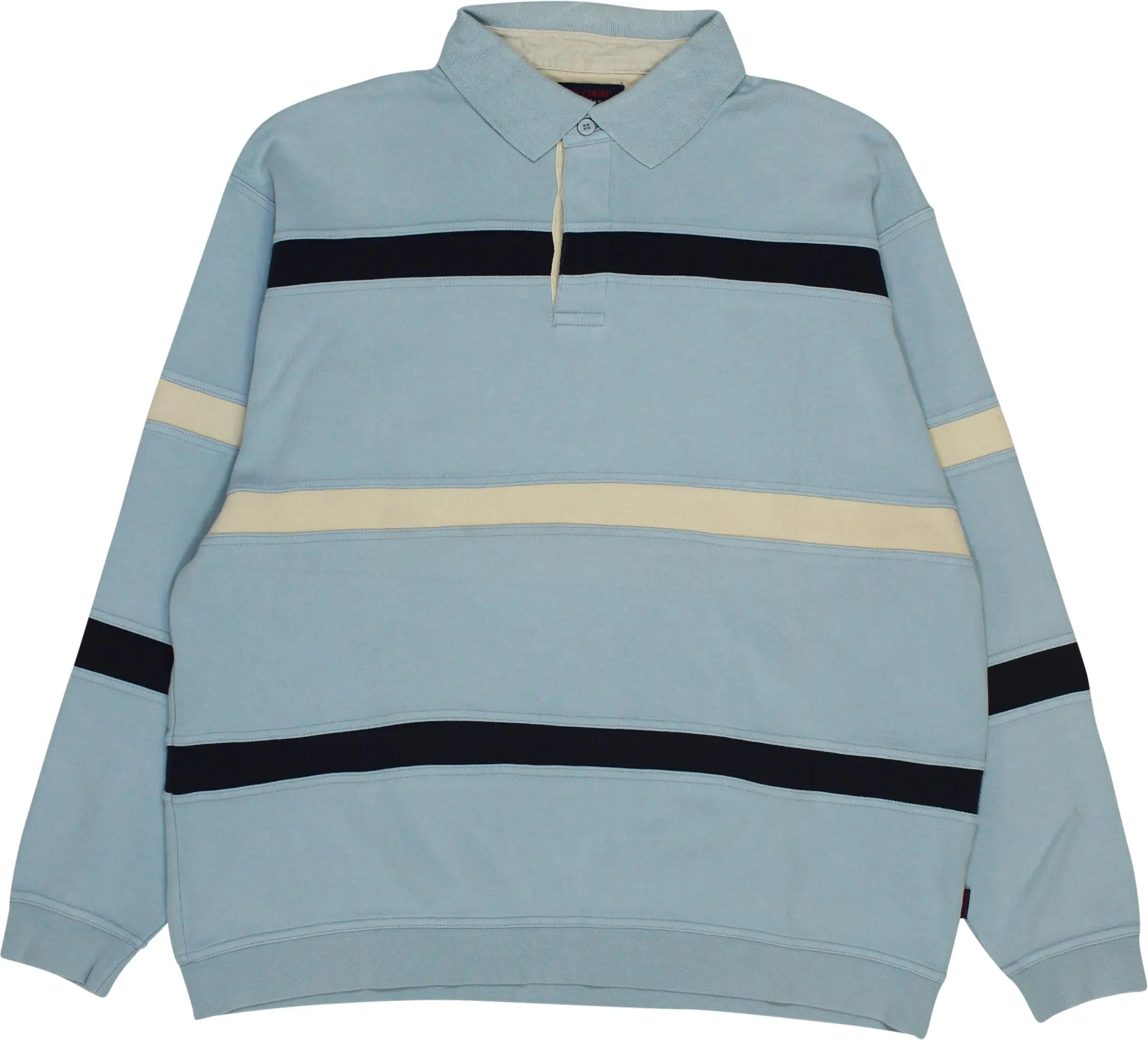 King's Road - Striped Long Sleeve Polo Shirt- ThriftTale.com - Vintage and second handclothing