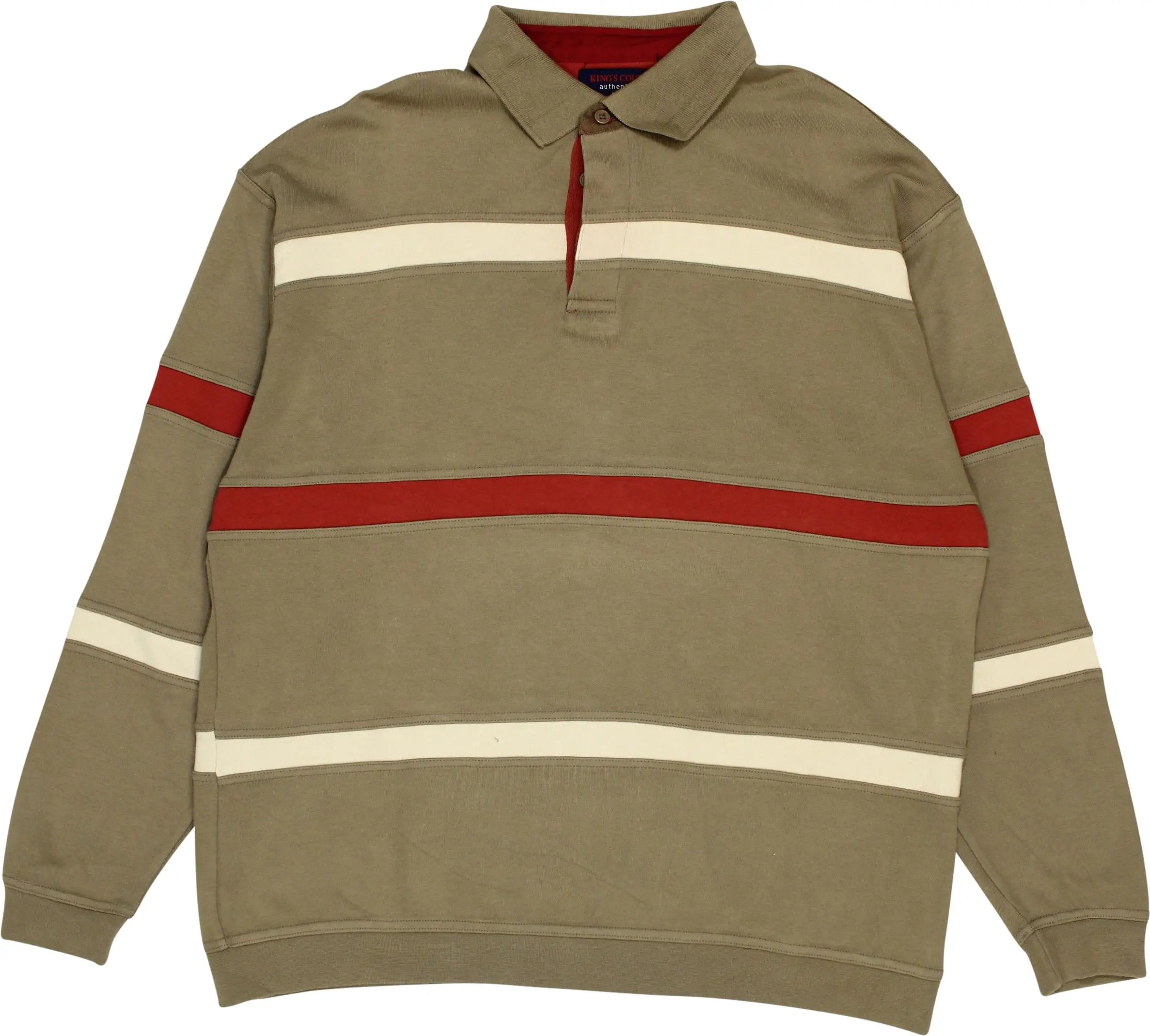 King's Road - Striped Polo Long Sleeve Shirt- ThriftTale.com - Vintage and second handclothing