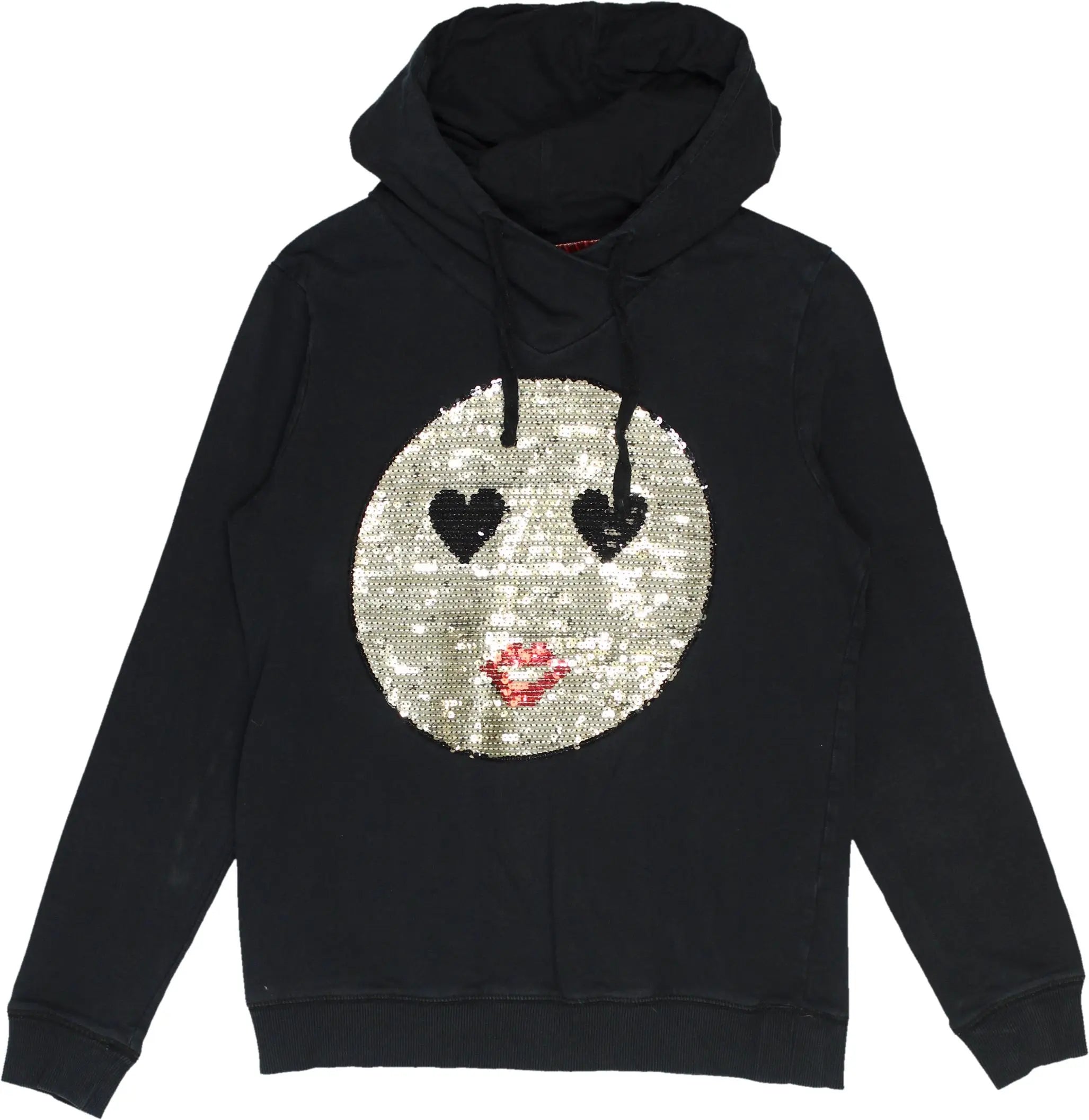 Kiss Therapy - Hoodie with Smiley with Loafers- ThriftTale.com - Vintage and second handclothing