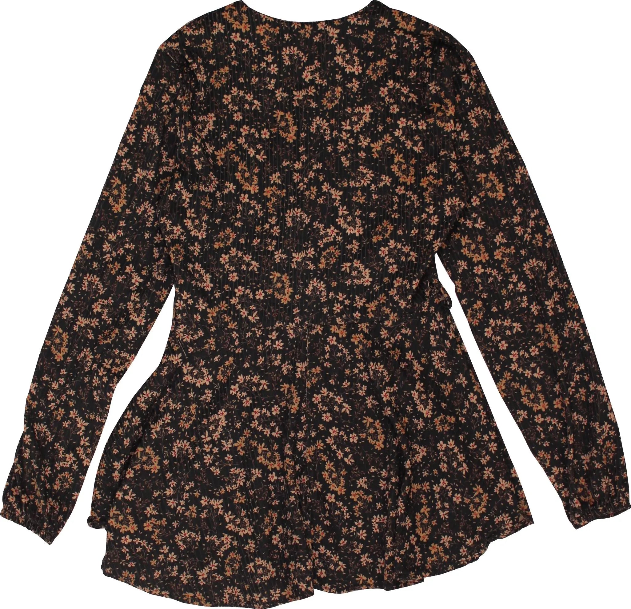 Klass Life - Floral Long Sleeve Peplum Top- ThriftTale.com - Vintage and second handclothing