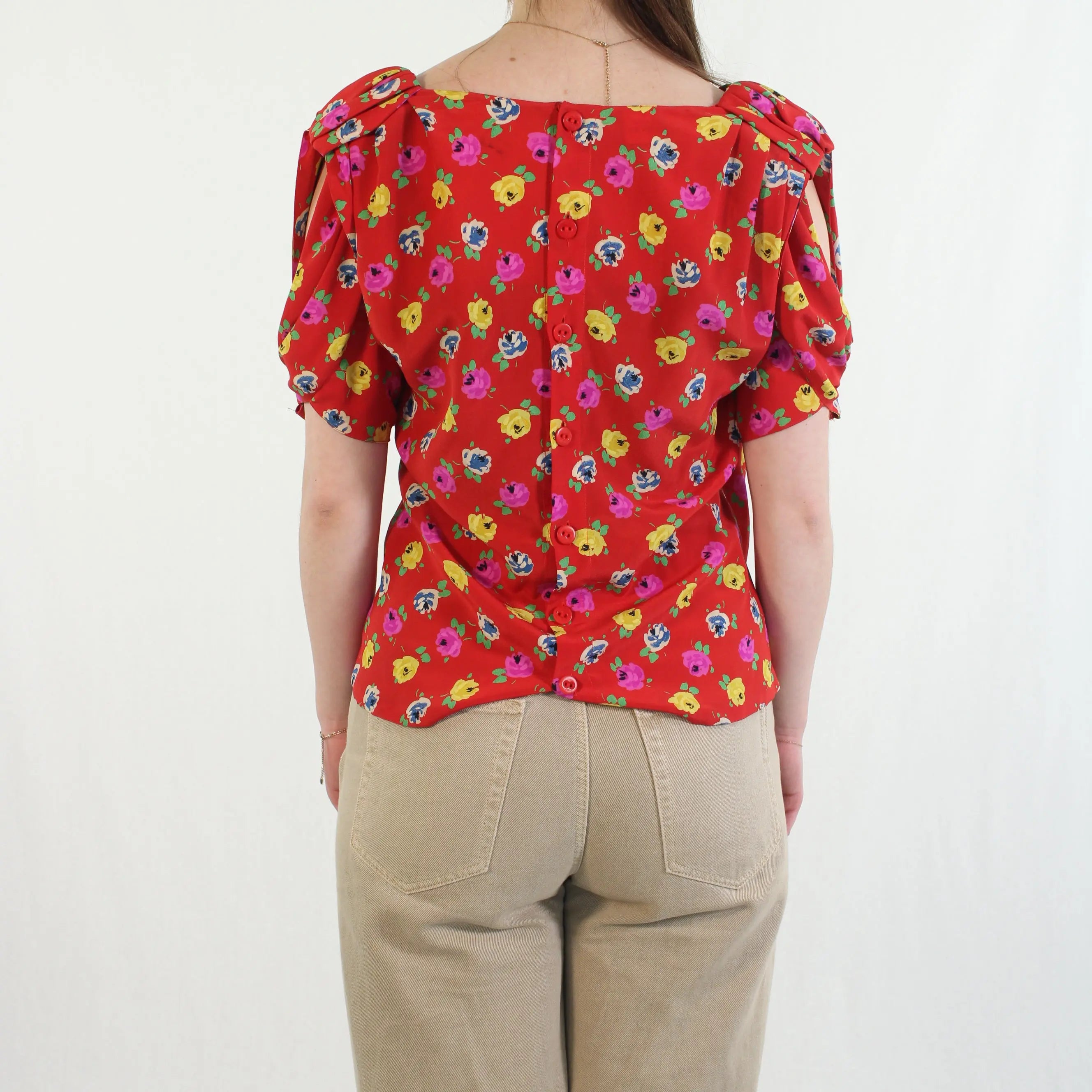 Krizia - 100% Silk Floral Top- ThriftTale.com - Vintage and second handclothing