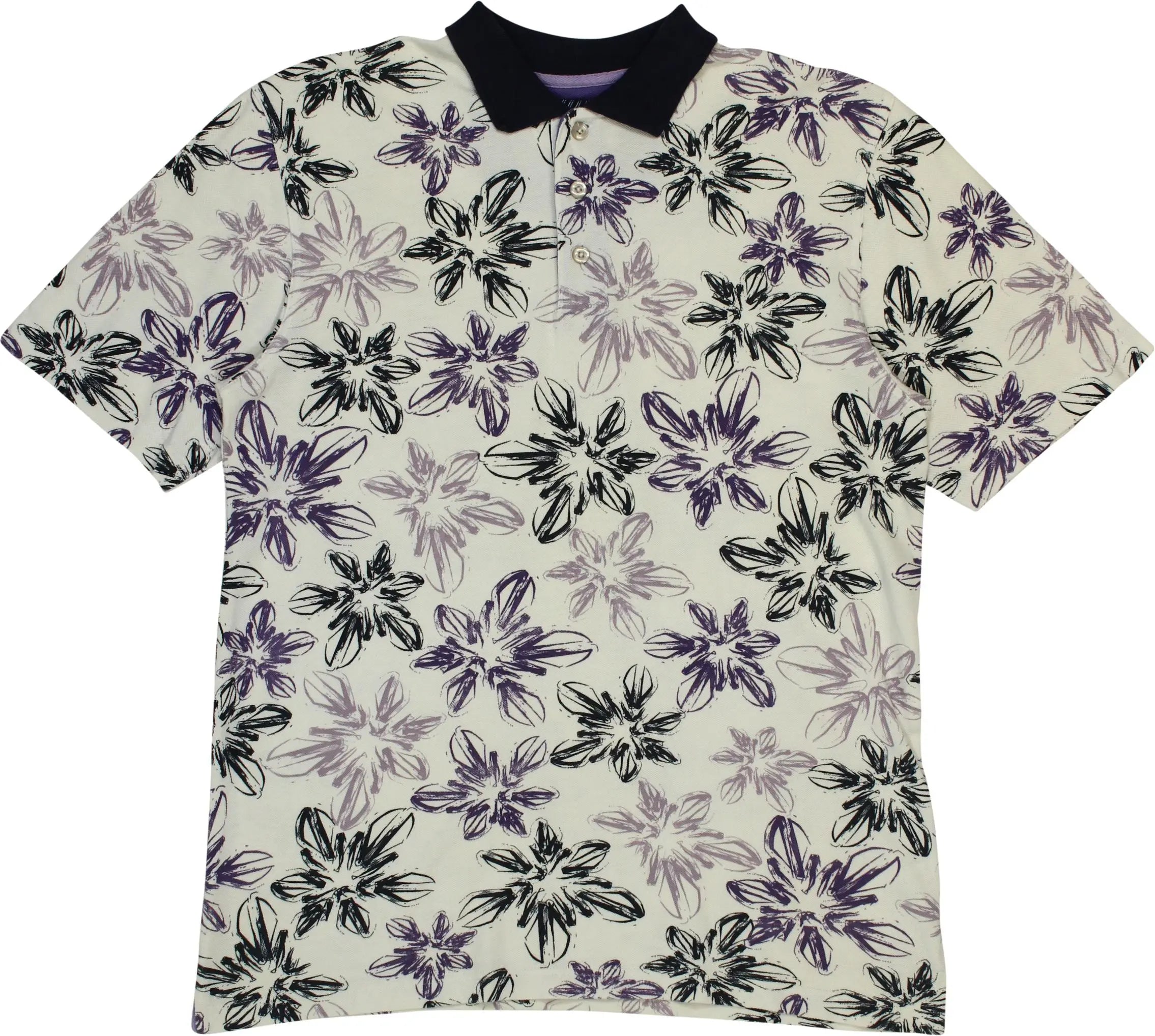 LIV - Polo Shirt with Flower Print- ThriftTale.com - Vintage and second handclothing