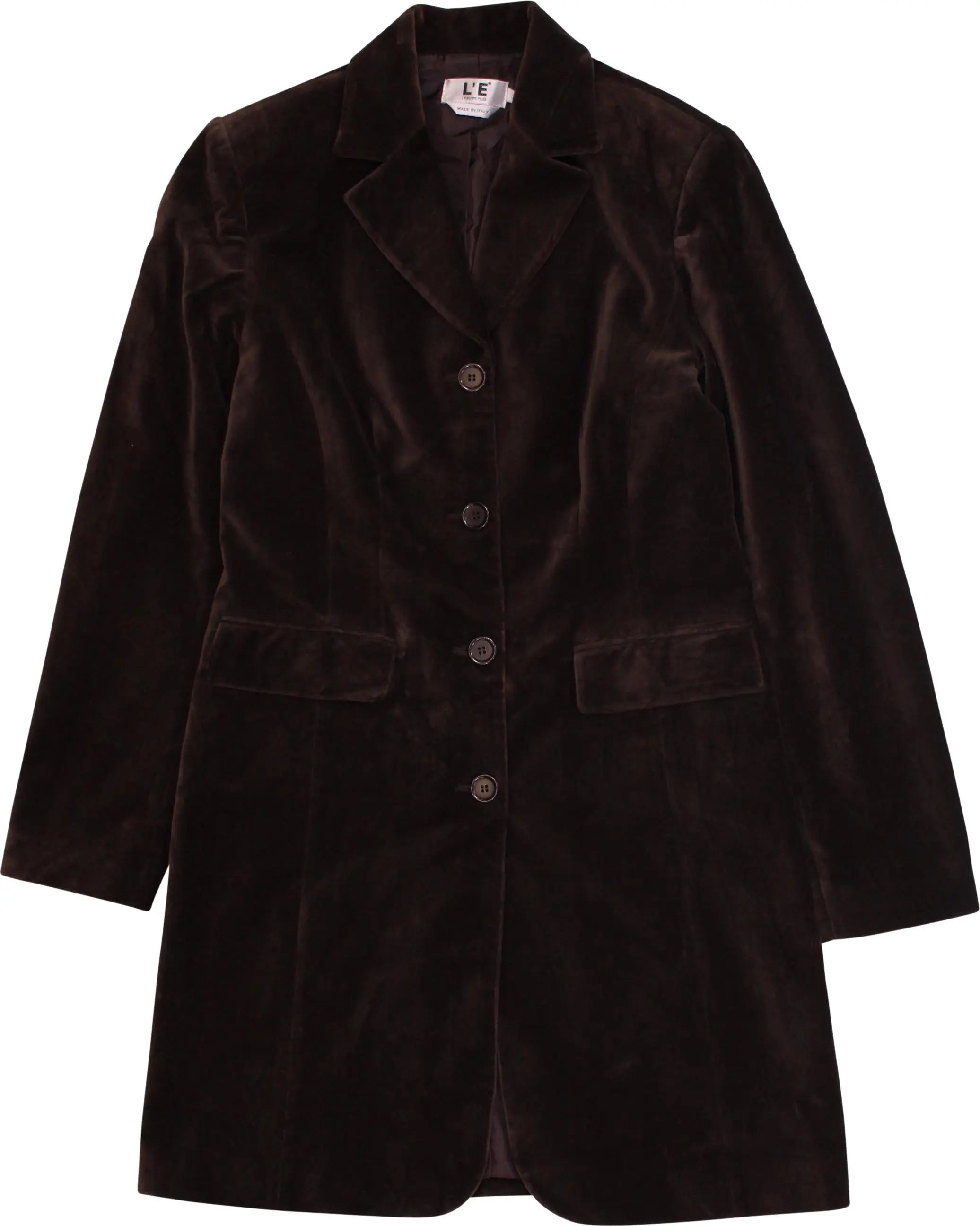 L'Equipe Plus - Brown Long Velvet Blazer- ThriftTale.com - Vintage and second handclothing