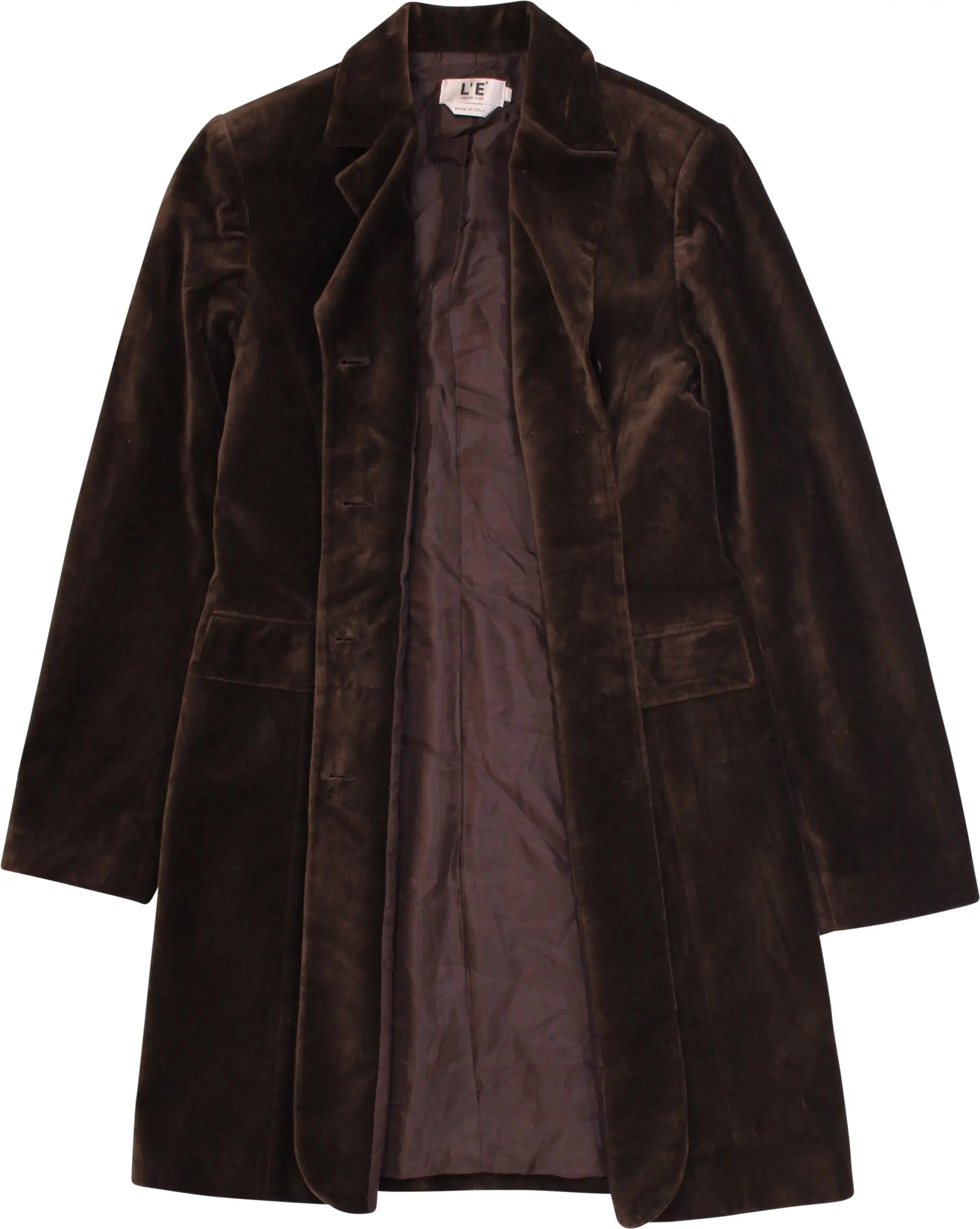 L'Equipe Plus - Brown Long Velvet Blazer- ThriftTale.com - Vintage and second handclothing