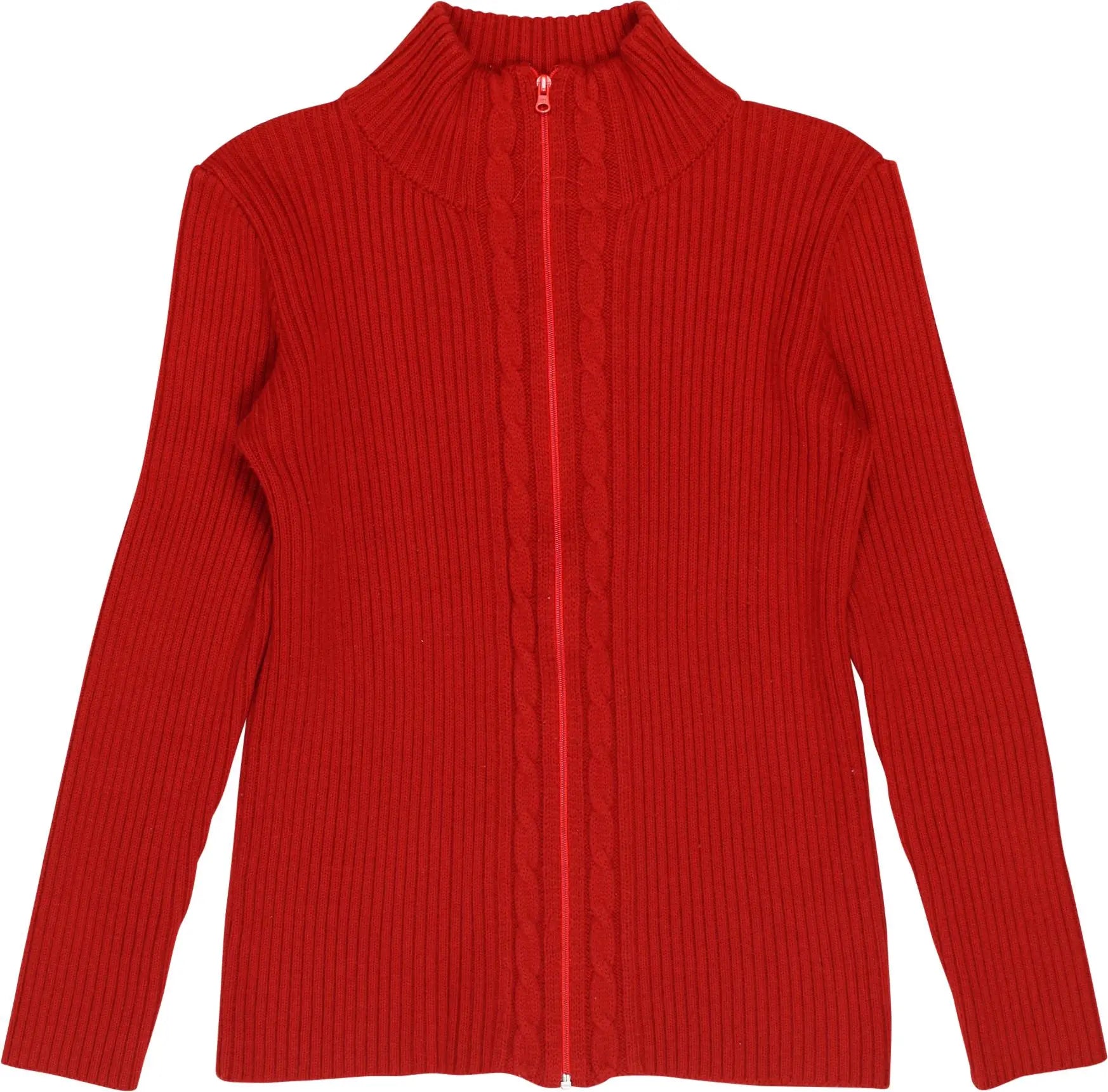 L'equipe Plus - Red Zip-up Cardigan- ThriftTale.com - Vintage and second handclothing