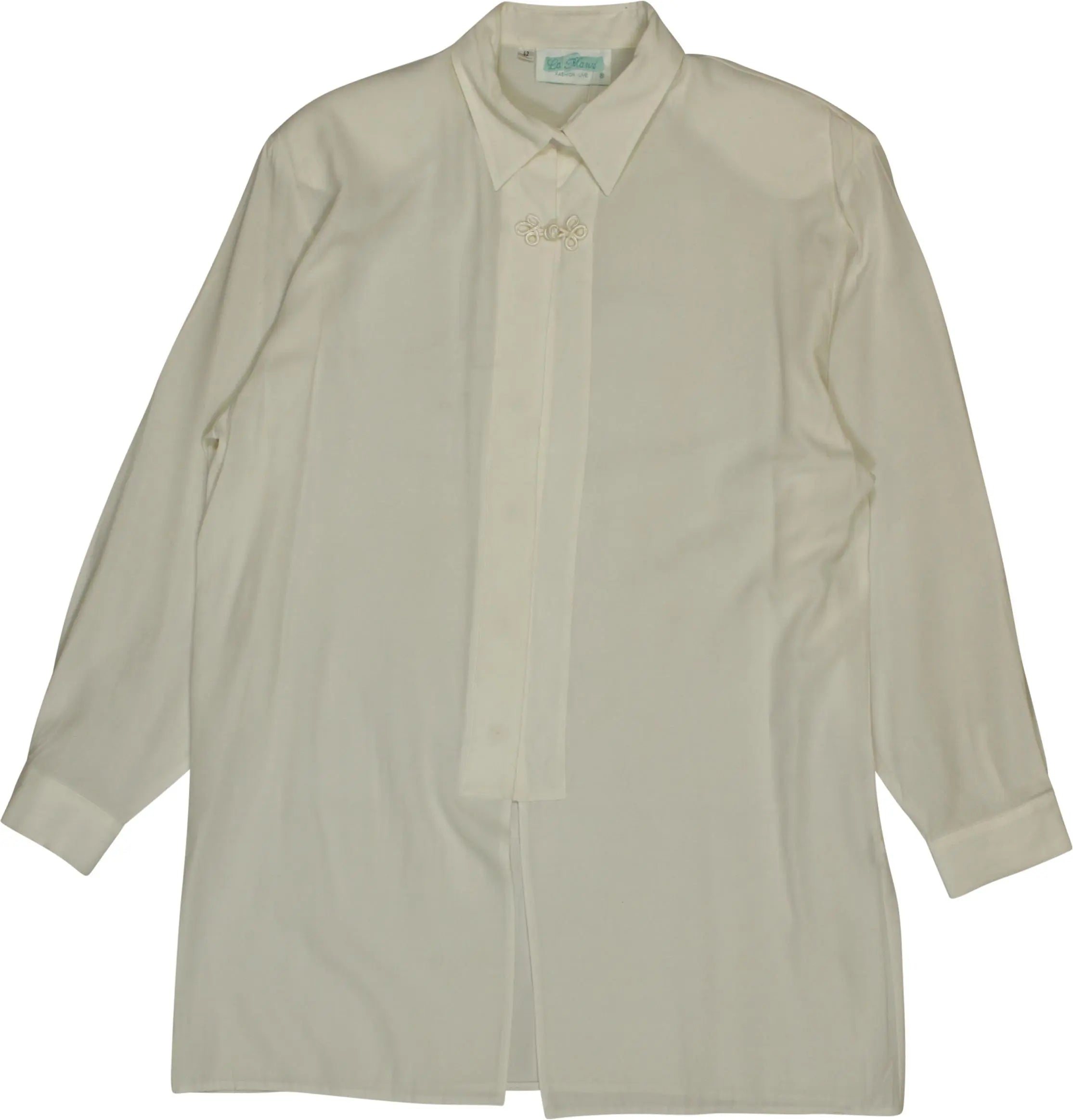 La Marvi - White Shirt with Shouldpads- ThriftTale.com - Vintage and second handclothing