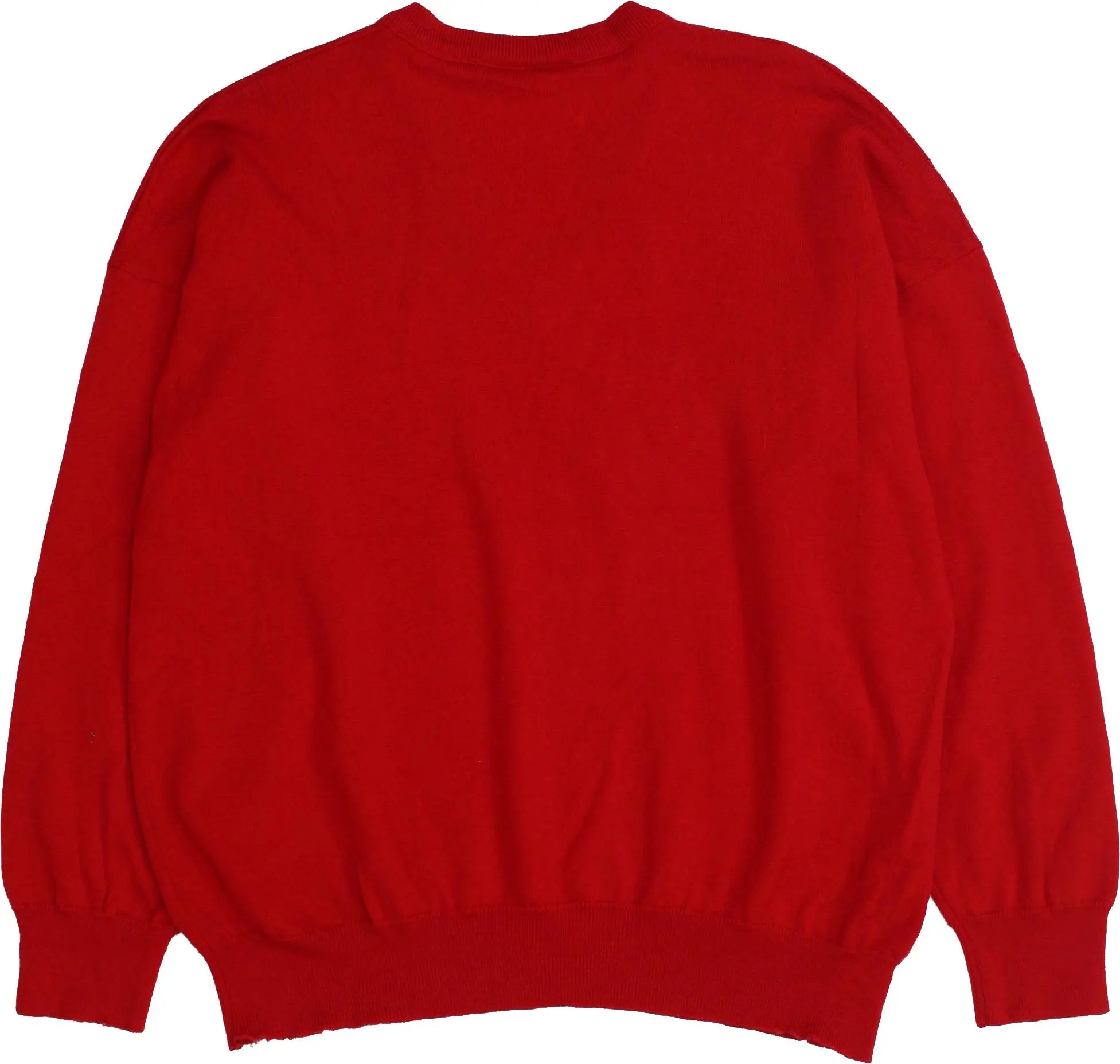 Lacoste - 80s Red V-Neck Sweater by Lacoste- ThriftTale.com - Vintage and second handclothing