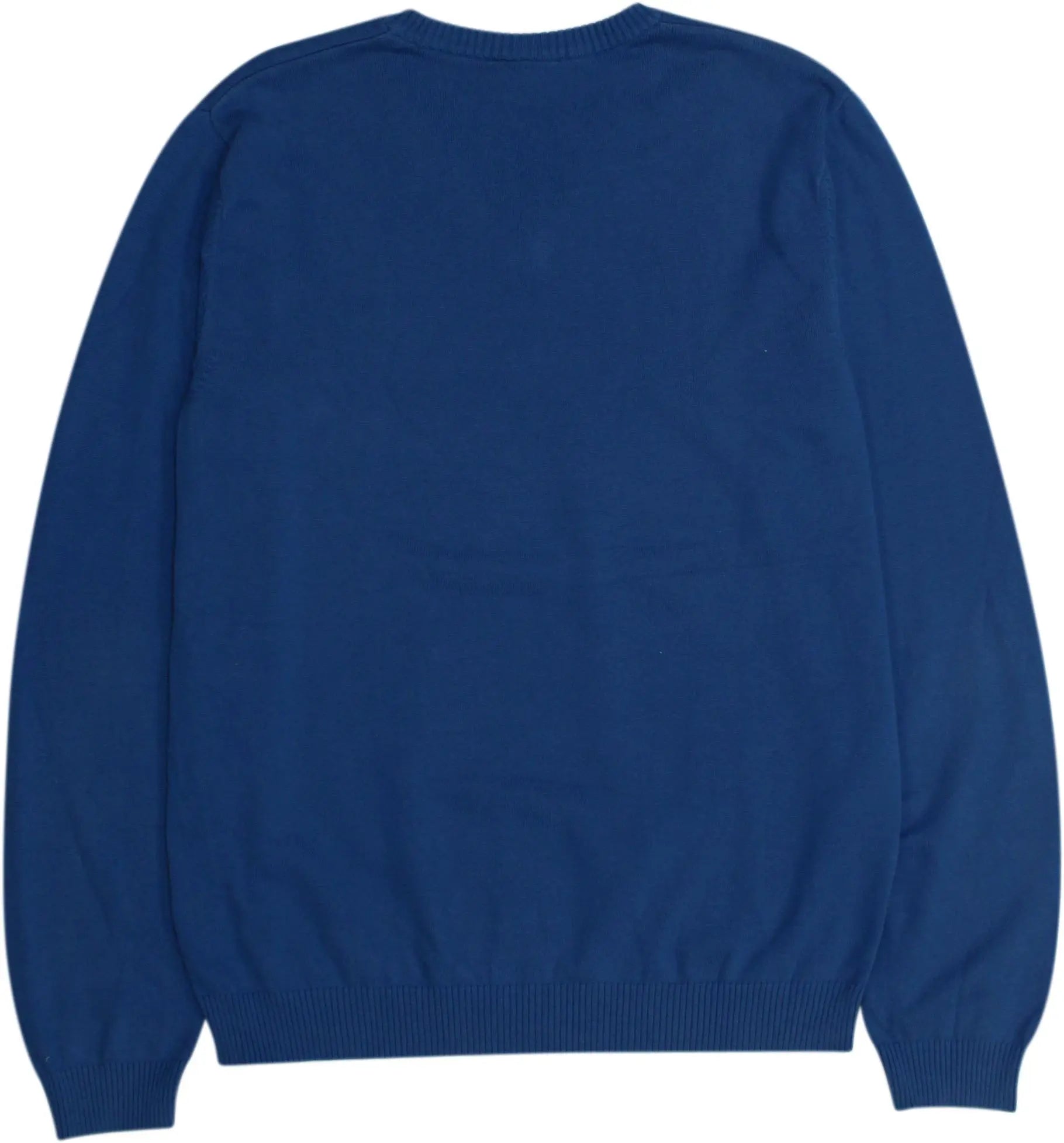 Lacoste - Blue V-Neck Jumper by Lacoste- ThriftTale.com - Vintage and second handclothing
