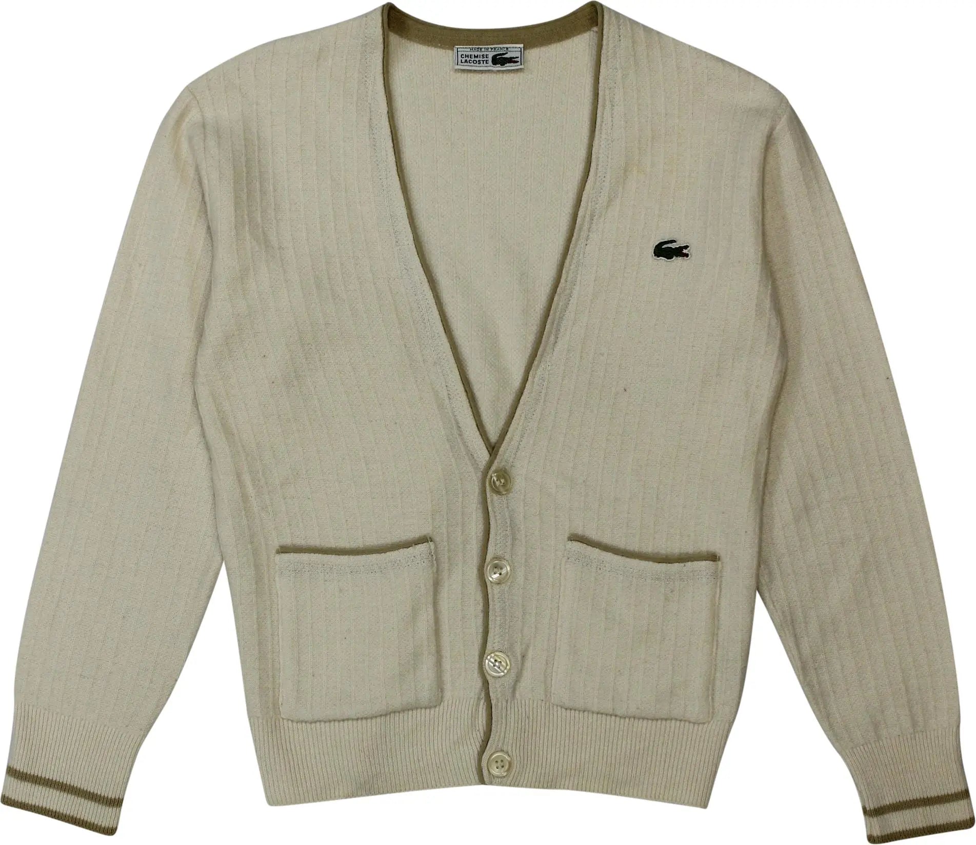 Lacoste - Cream Wool Blend Cardigan by Lacoste- ThriftTale.com - Vintage and second handclothing