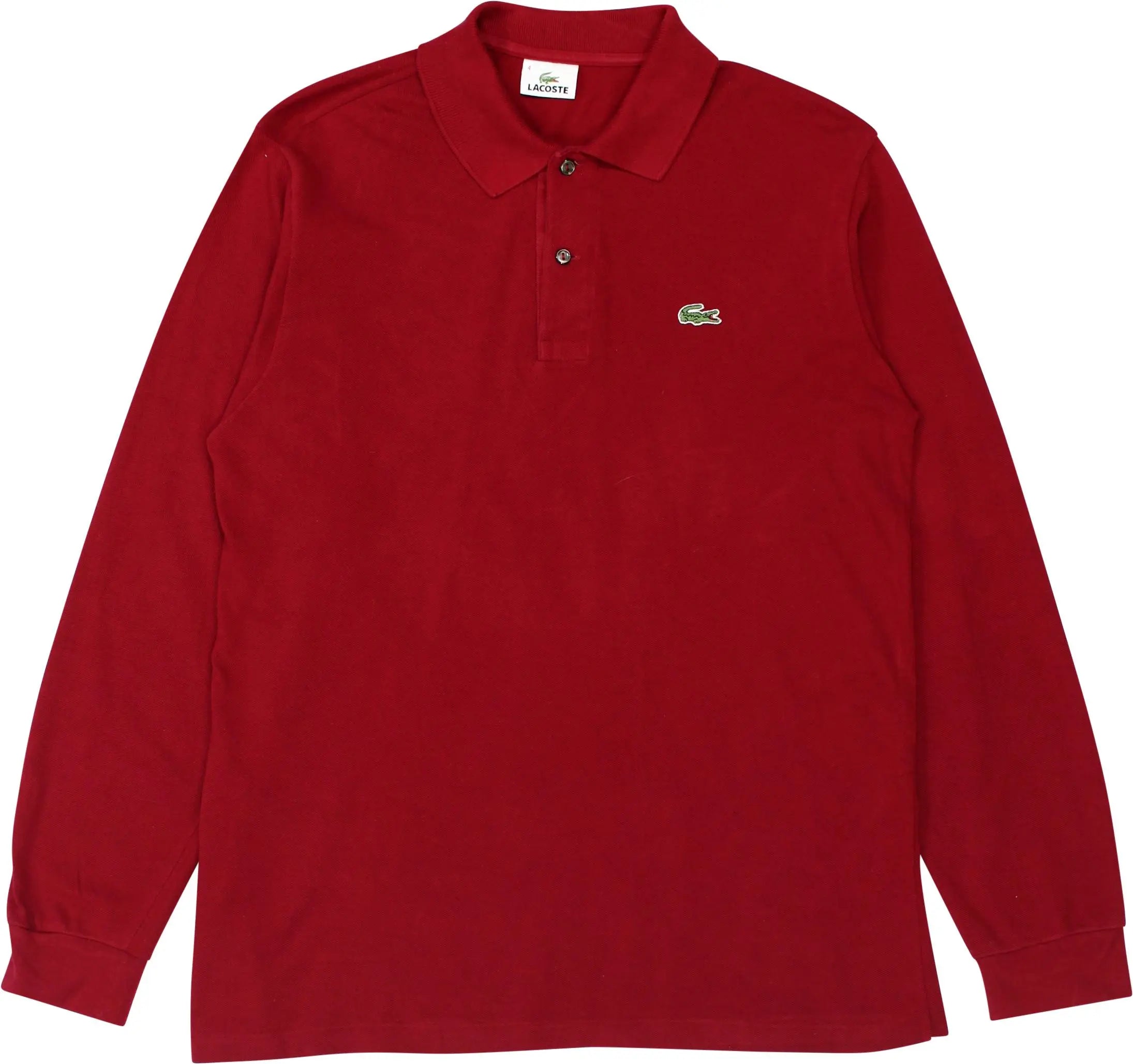 Lacoste - Red Long Sleeve Polo Shirt by Lacoste- ThriftTale.com - Vintage and second handclothing