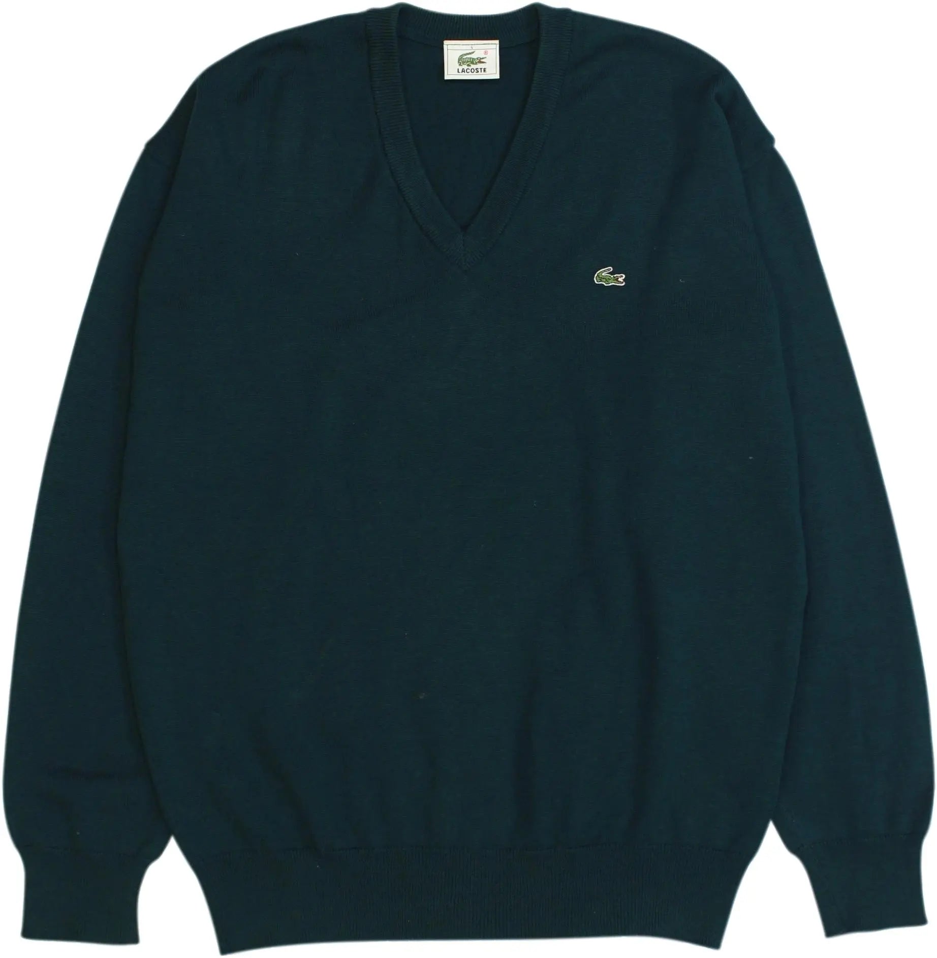Lacoste - Vintage Green V-Neck Sweater by Lacoste- ThriftTale.com - Vintage and second handclothing