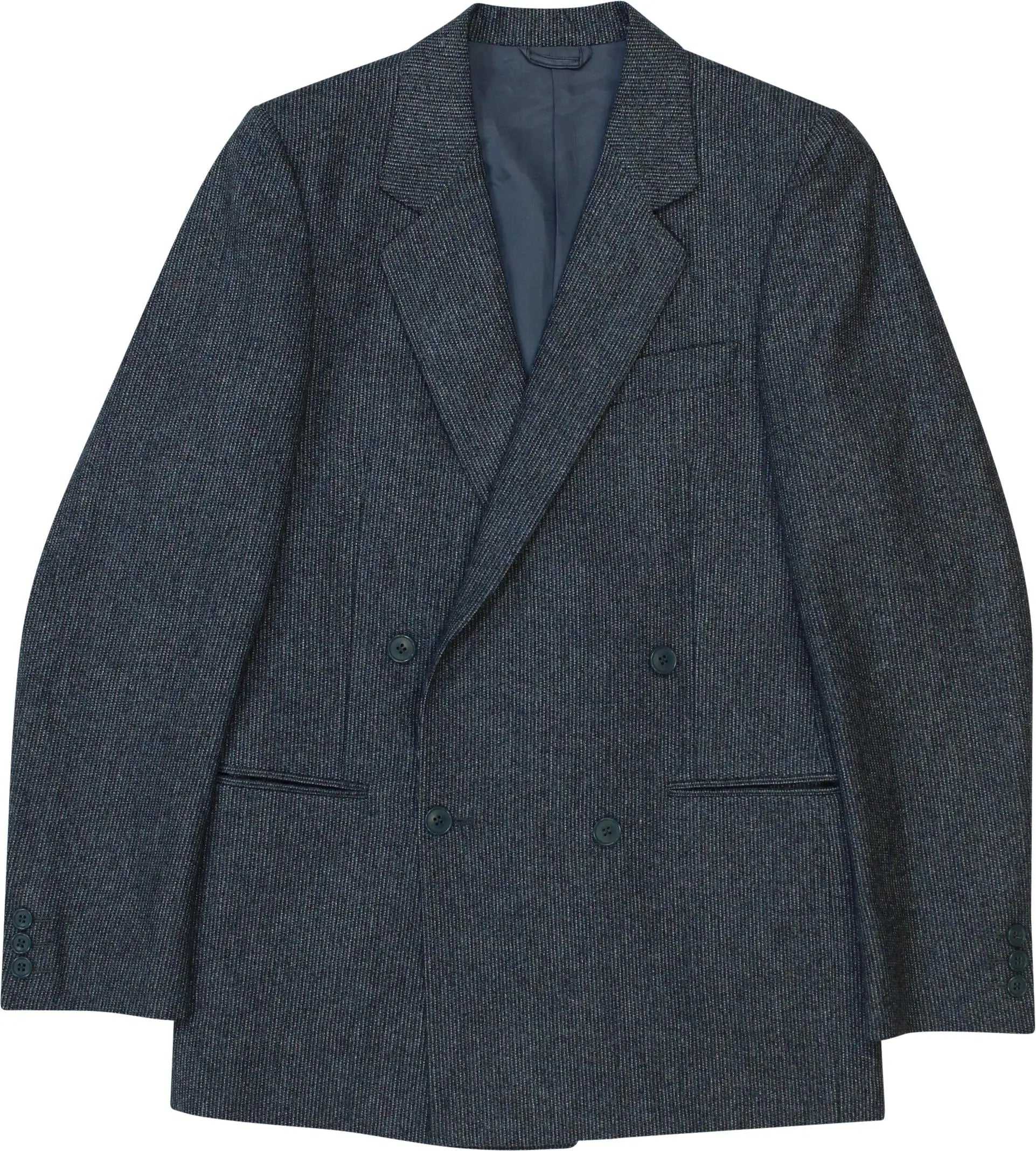 Lancer - Grey Wool  Double Breasted Blazer- ThriftTale.com - Vintage and second handclothing