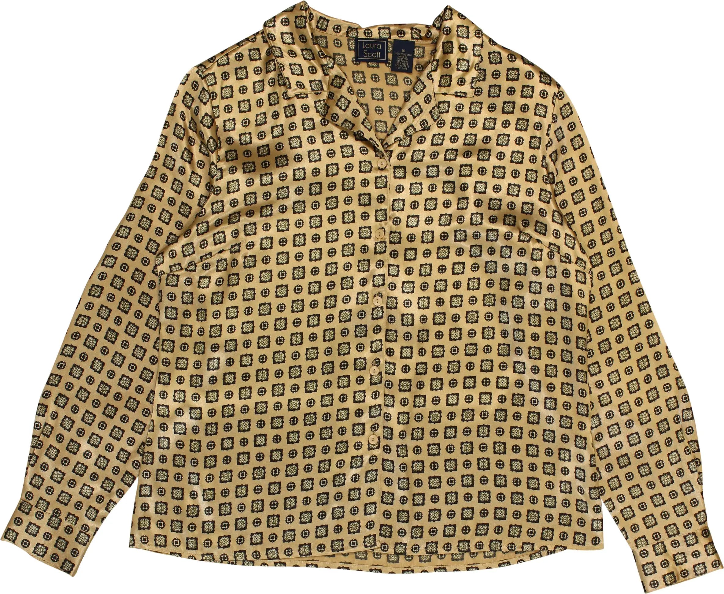 Laura Scott - Gold Blouse- ThriftTale.com - Vintage and second handclothing