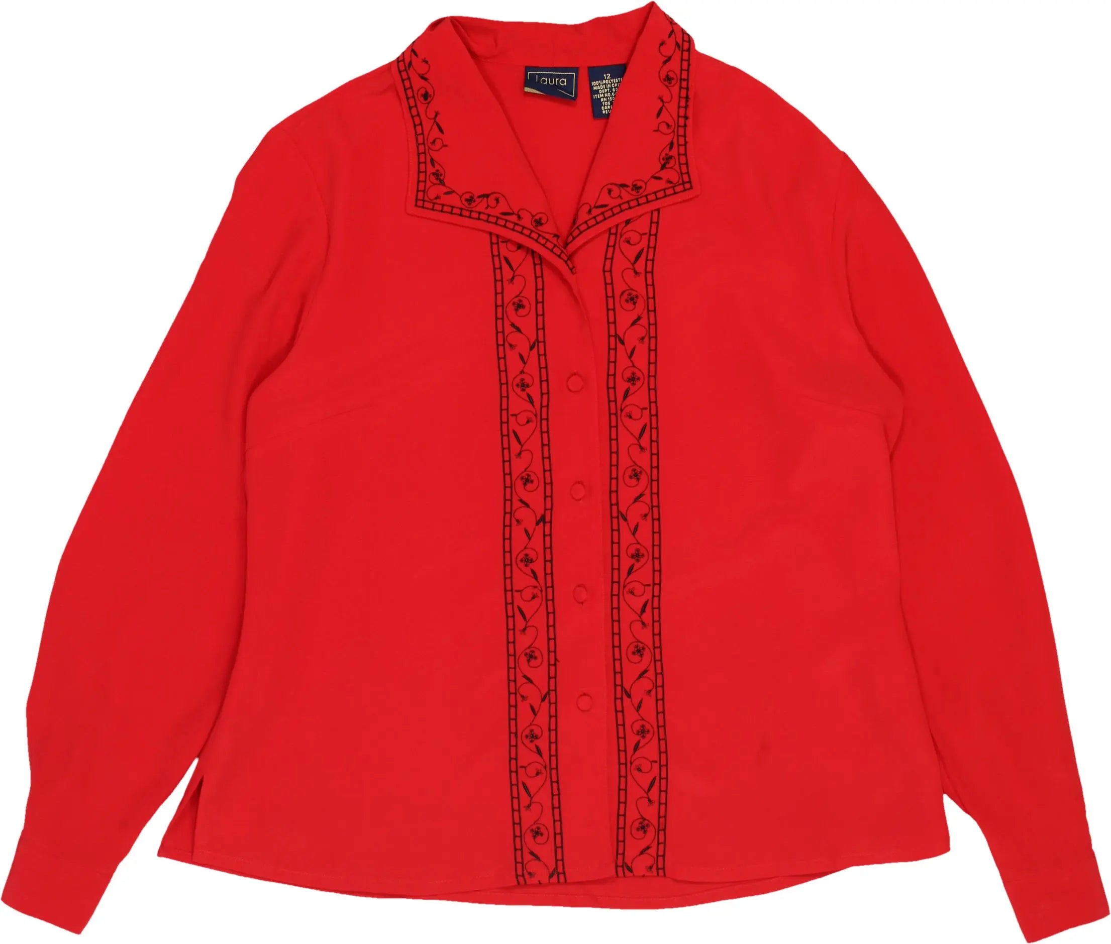 Laura Scott - Red Blouse- ThriftTale.com - Vintage and second handclothing