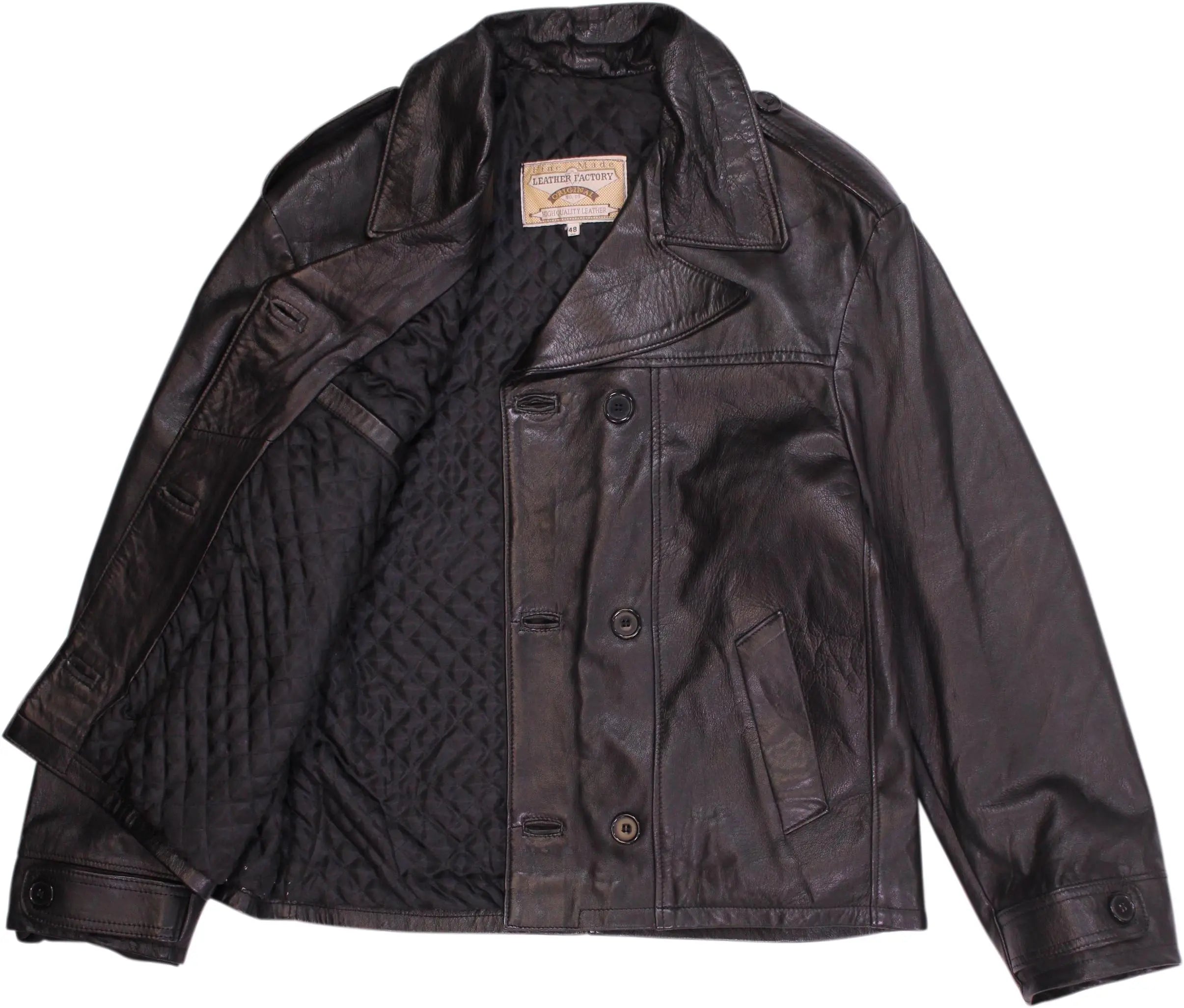 Leather Factory - 70s Leather Jacket- ThriftTale.com - Vintage and second handclothing