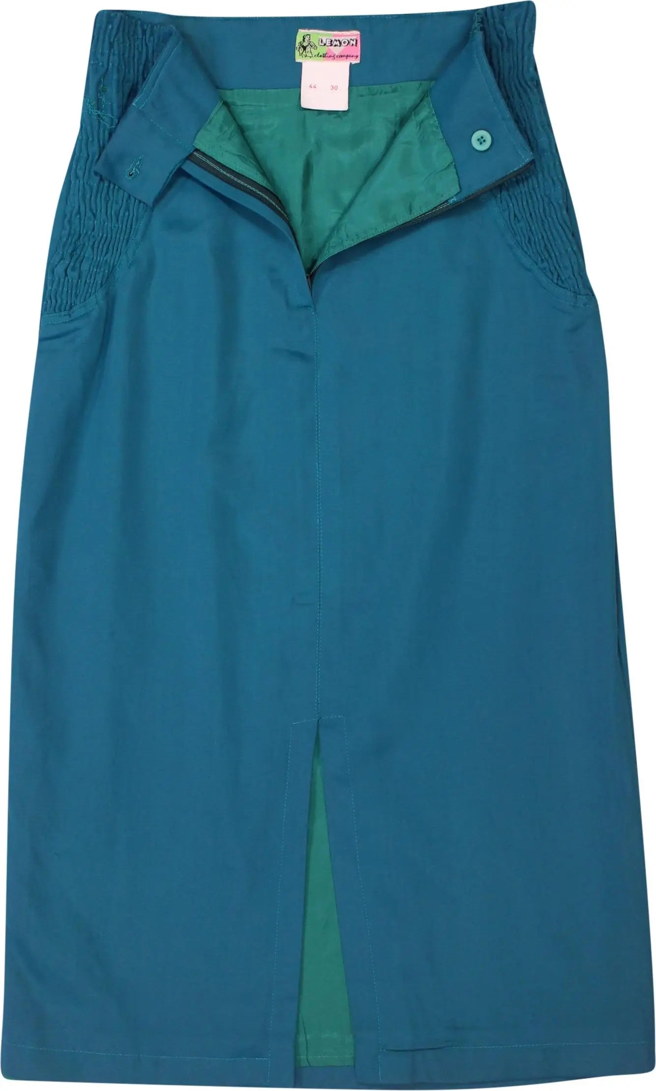 Lemon - 80s Blue Midi Skirt- ThriftTale.com - Vintage and second handclothing