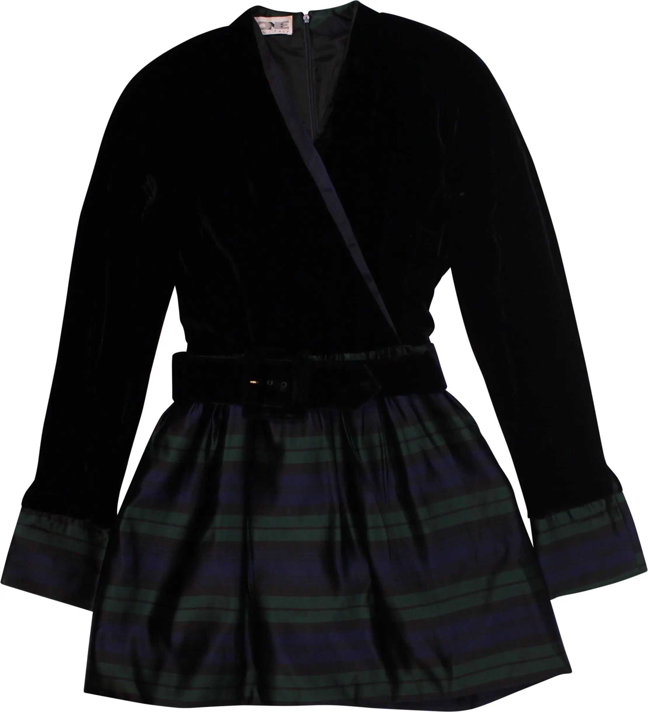 Leone - Velvet Belted Dress- ThriftTale.com - Vintage and second handclothing