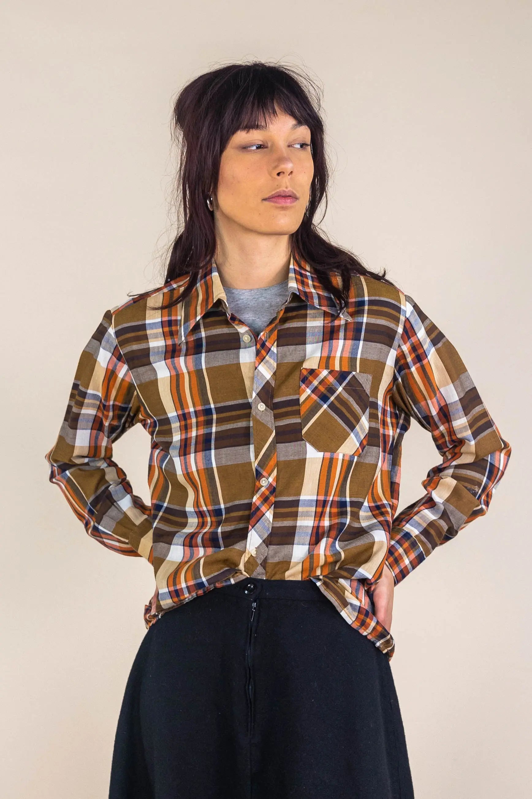 Les 3 Lords - 70s Checkered Shirt- ThriftTale.com - Vintage and second handclothing