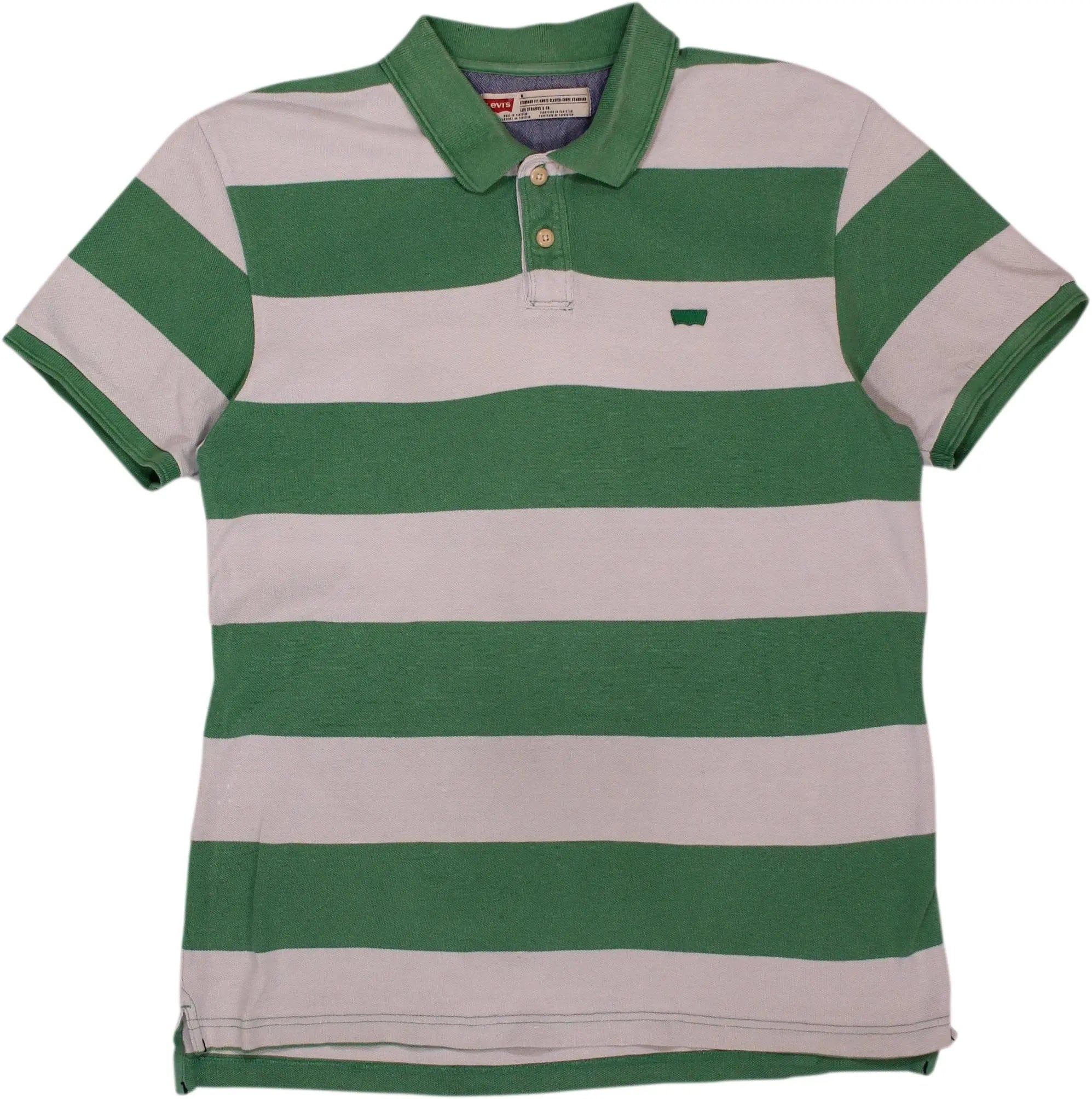 Levi's - Green Striped Polo Shirt by Levi's- ThriftTale.com - Vintage and second handclothing