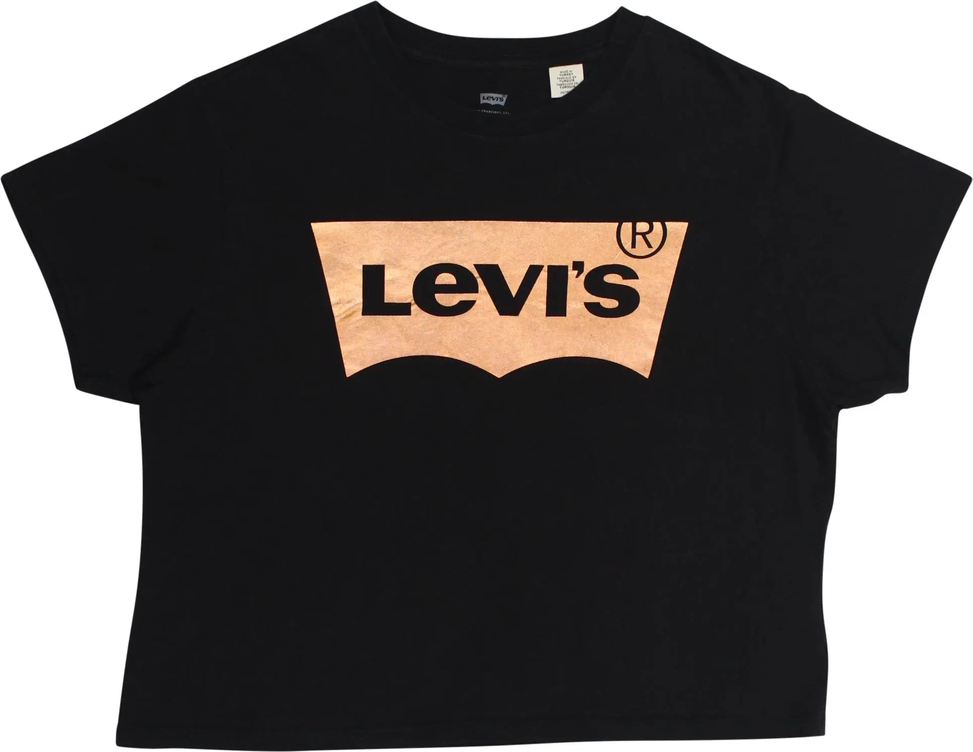 Levi's - Rose Gold Levi's Logo Cropped Oversized T-shirt- ThriftTale.com - Vintage and second handclothing