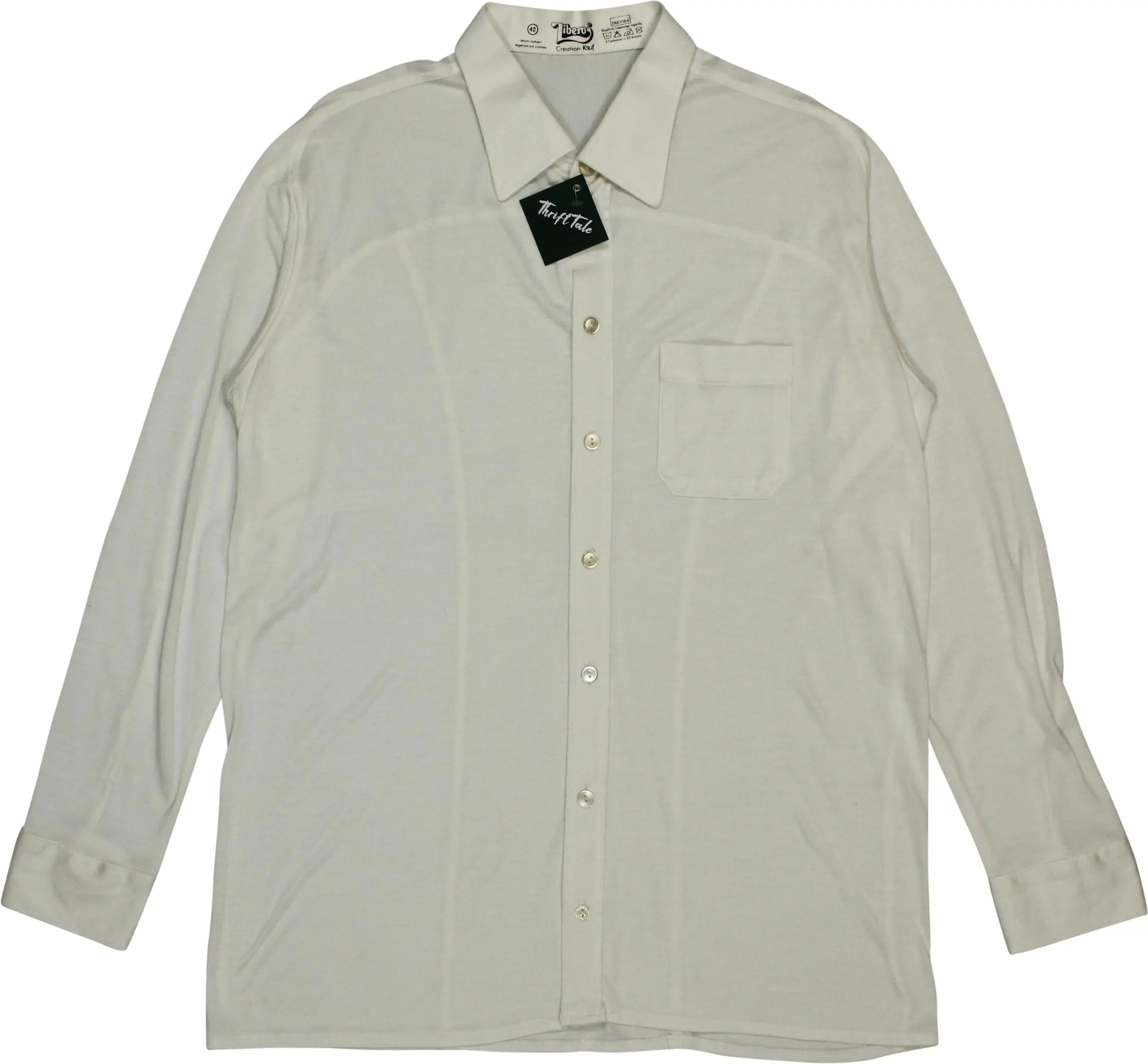 Libero - White Fitted Jersey Shirt- ThriftTale.com - Vintage and second handclothing