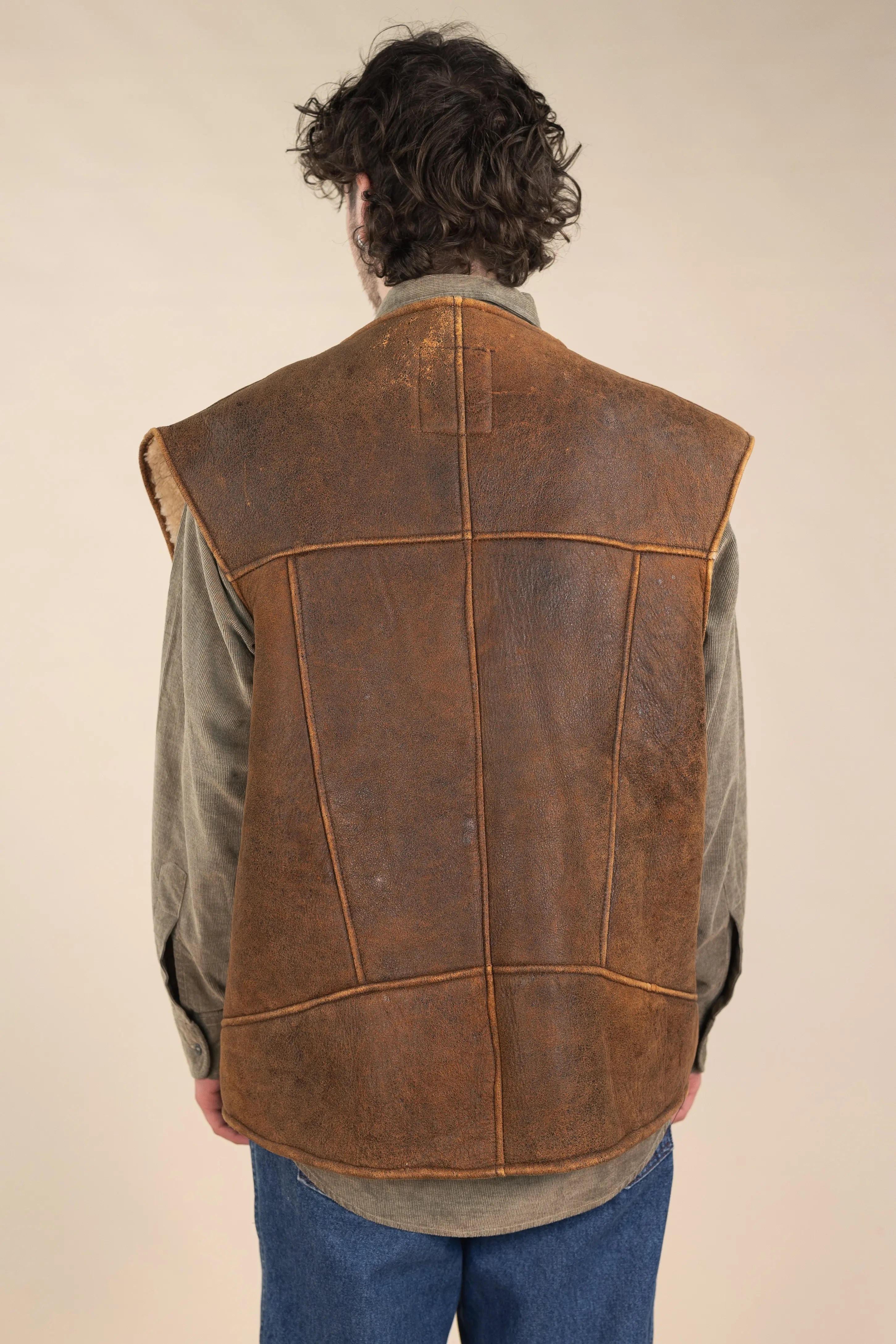 Liberty - Leather Waistcoat with Fur Lining- ThriftTale.com - Vintage and second handclothing