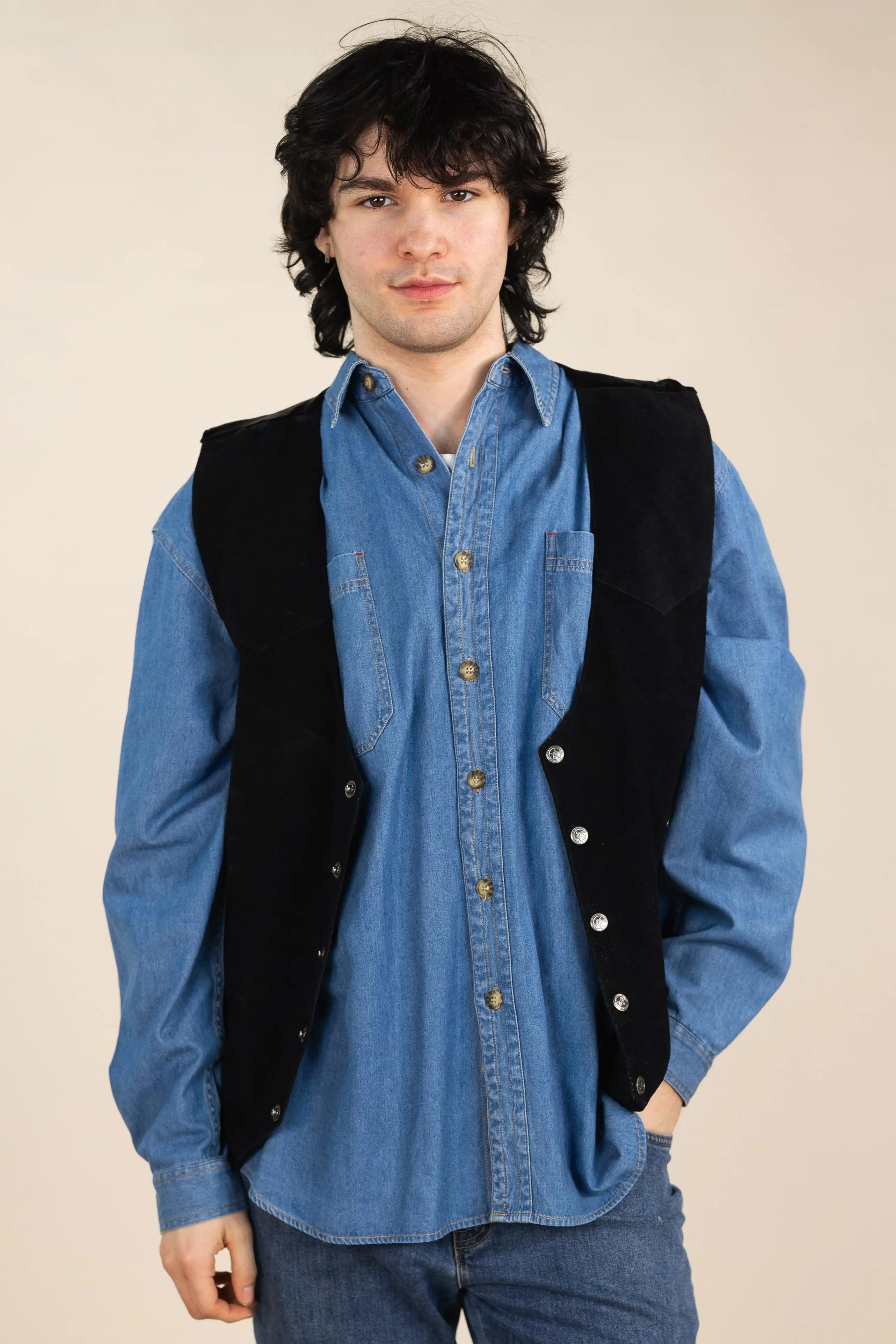 Lintex - Suede Waistcoat- ThriftTale.com - Vintage and second handclothing