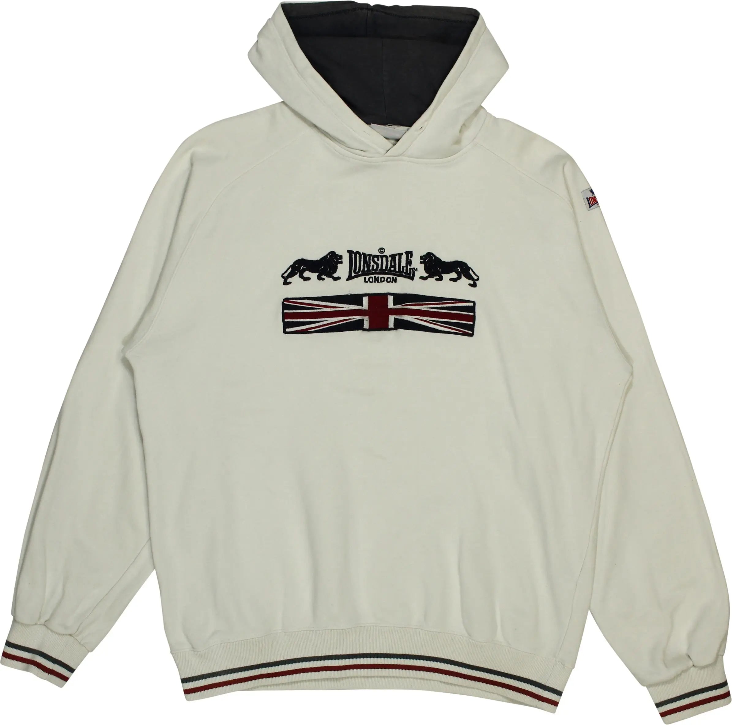 Lonsdale - White Hoodie by Lonsdale- ThriftTale.com - Vintage and second handclothing